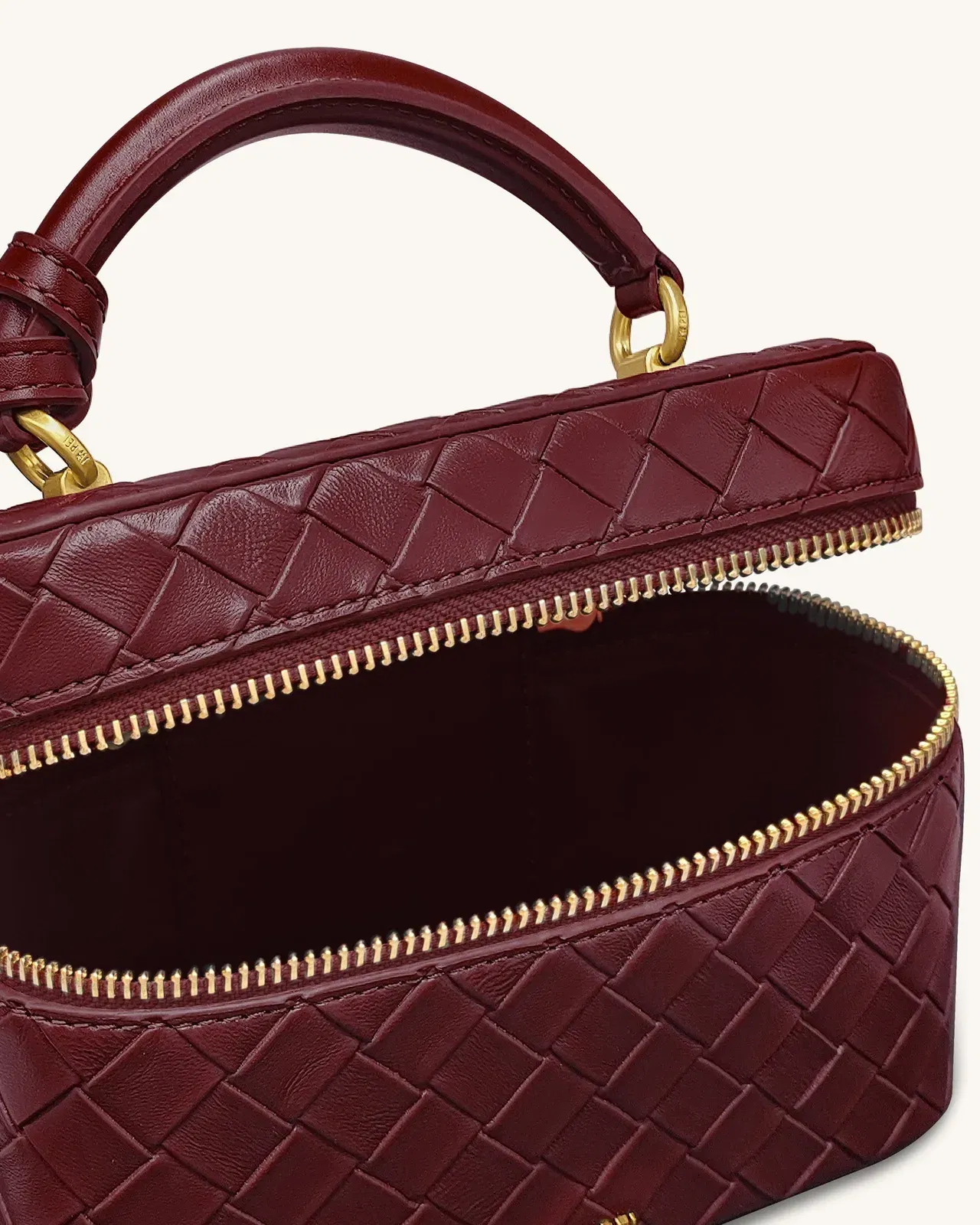 Jw Pei Cleo Woven Texture Box Shape Top Handle Bag Claret