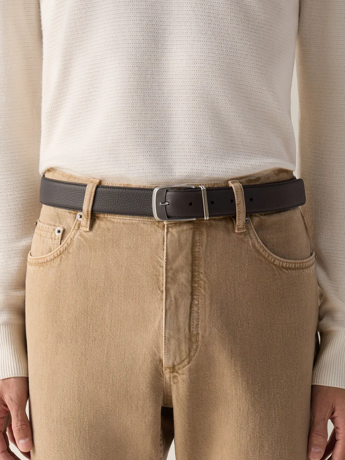 Zegna Dark Brown Leather Belt