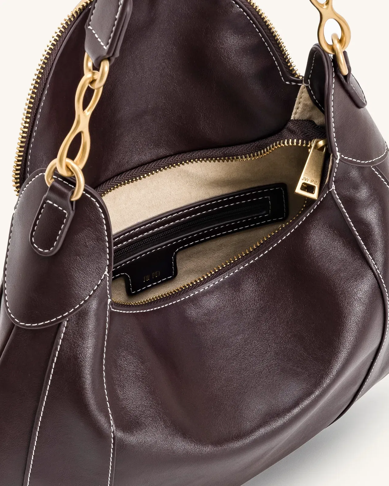 Jw Pei Daria Metal Pendant Embellished Shoulder Bag Dark Brown