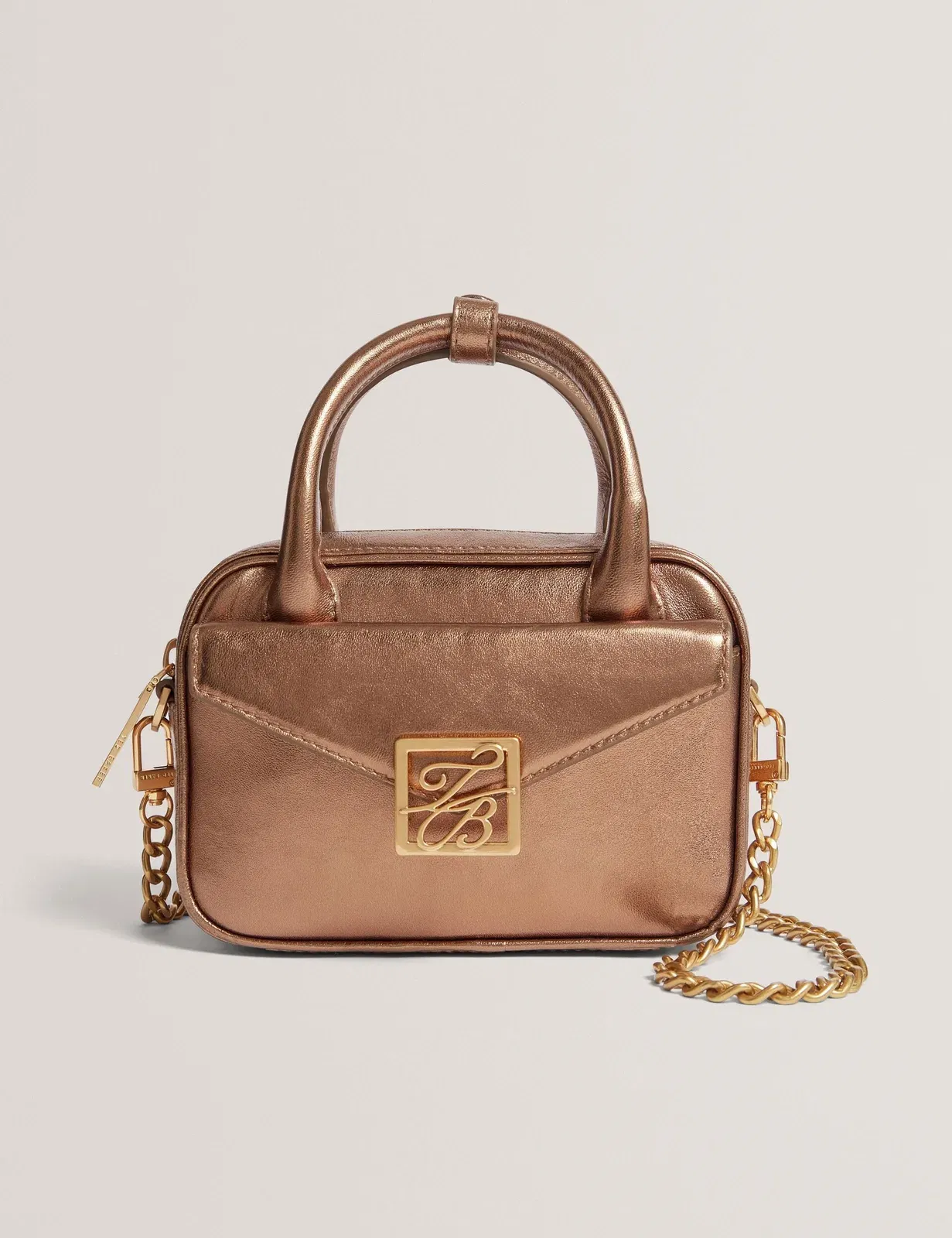Ted Baker Anisaa Metallic Leather Mini Camera Bag Gold Women's