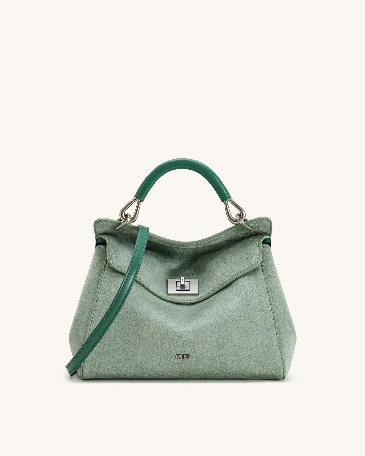 Jw Pei Lucia Classic Faux Suede Top Handle Bag Matcha Green