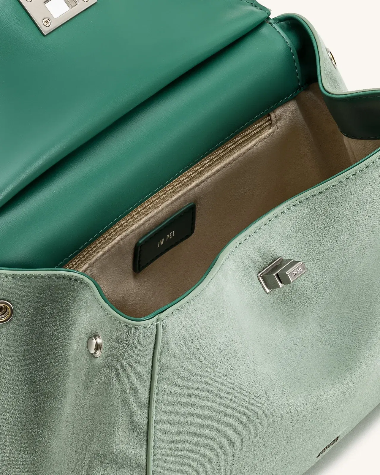 Jw Pei Lucia Classic Faux Suede Top Handle Bag Matcha Green