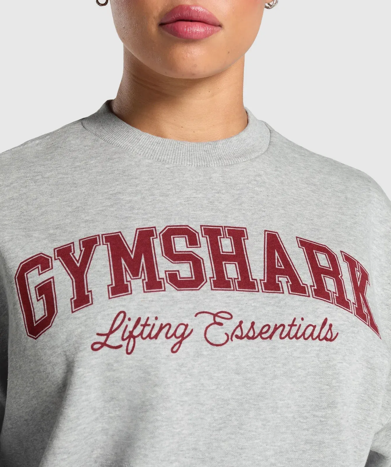 Women's Gymshark Lifting Essentials Graphic Brushed Oversized Sweatshirt Light Grey Core Marl