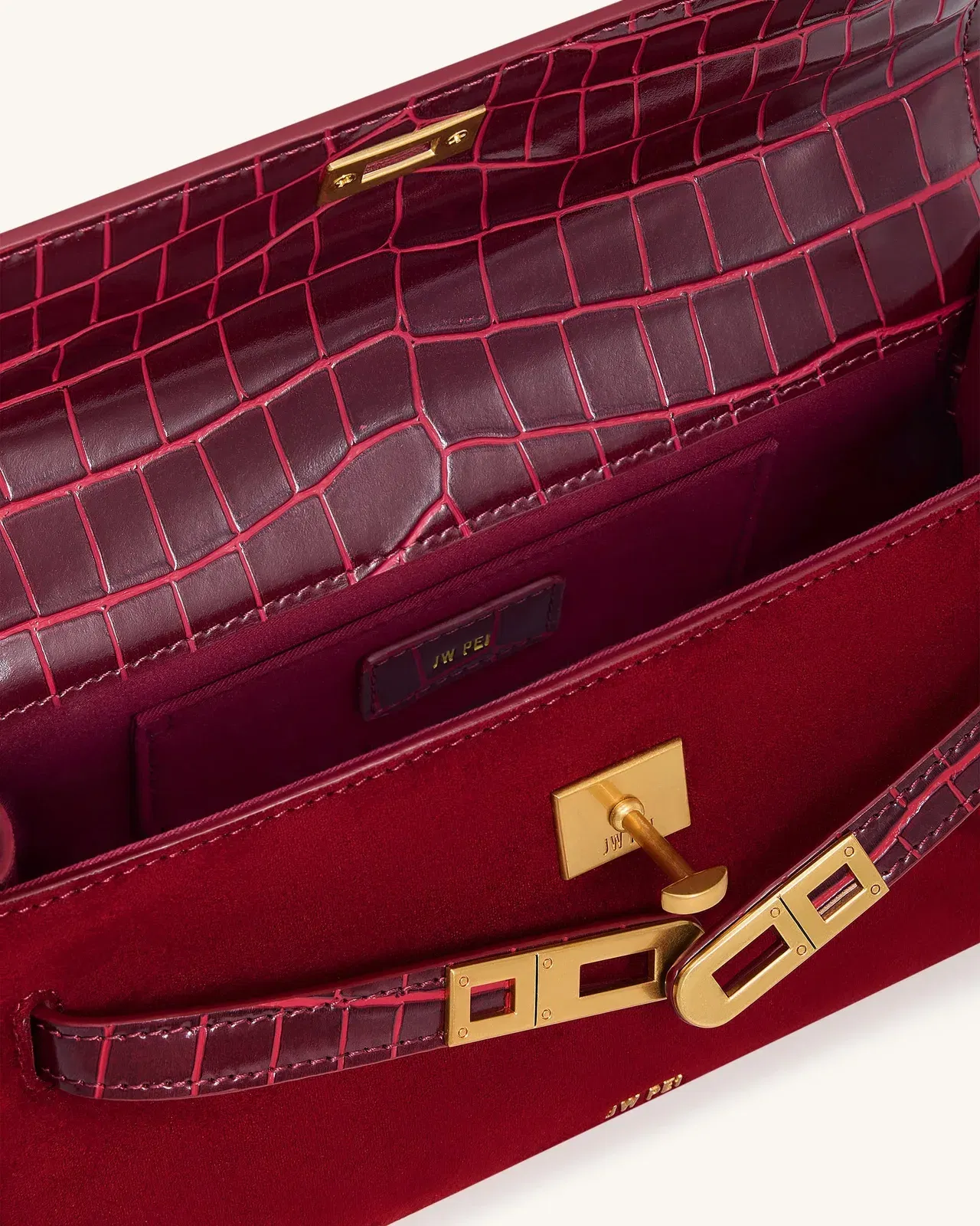 Jw Pei Noor Faux Suede Top Handle Bag Red