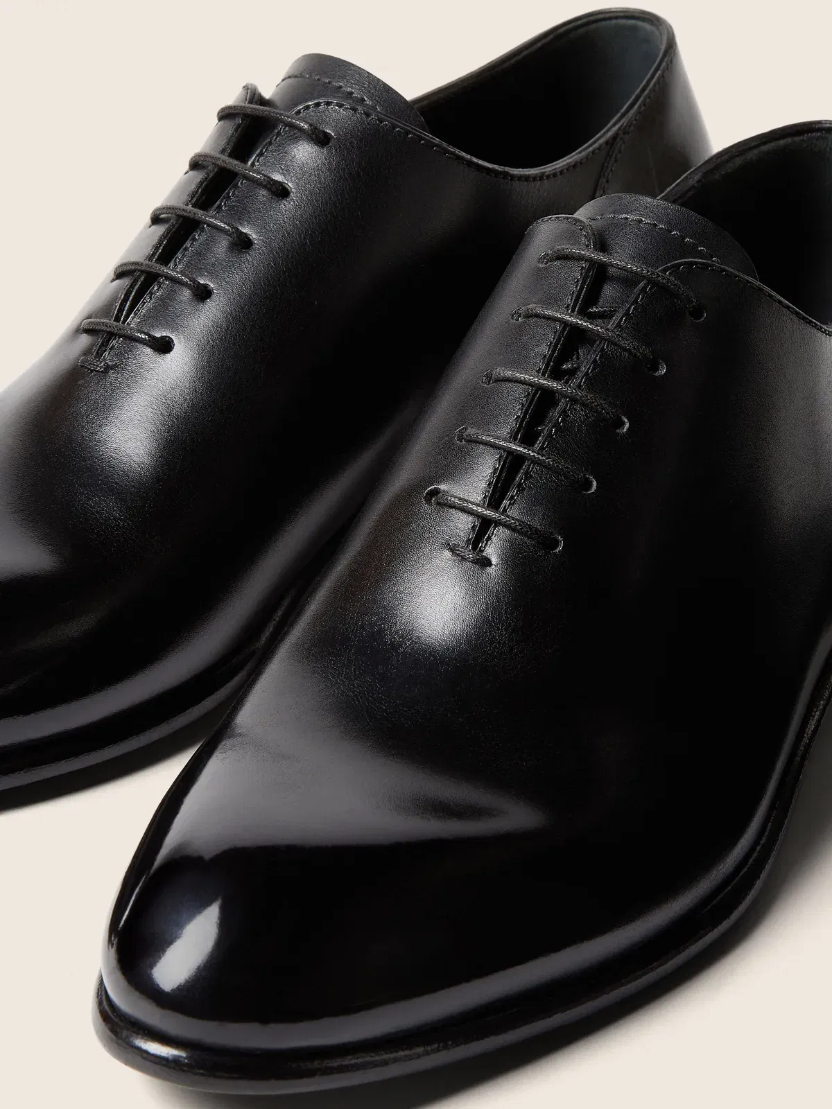 Zegna Black Leather Vienna Oxford Shoes