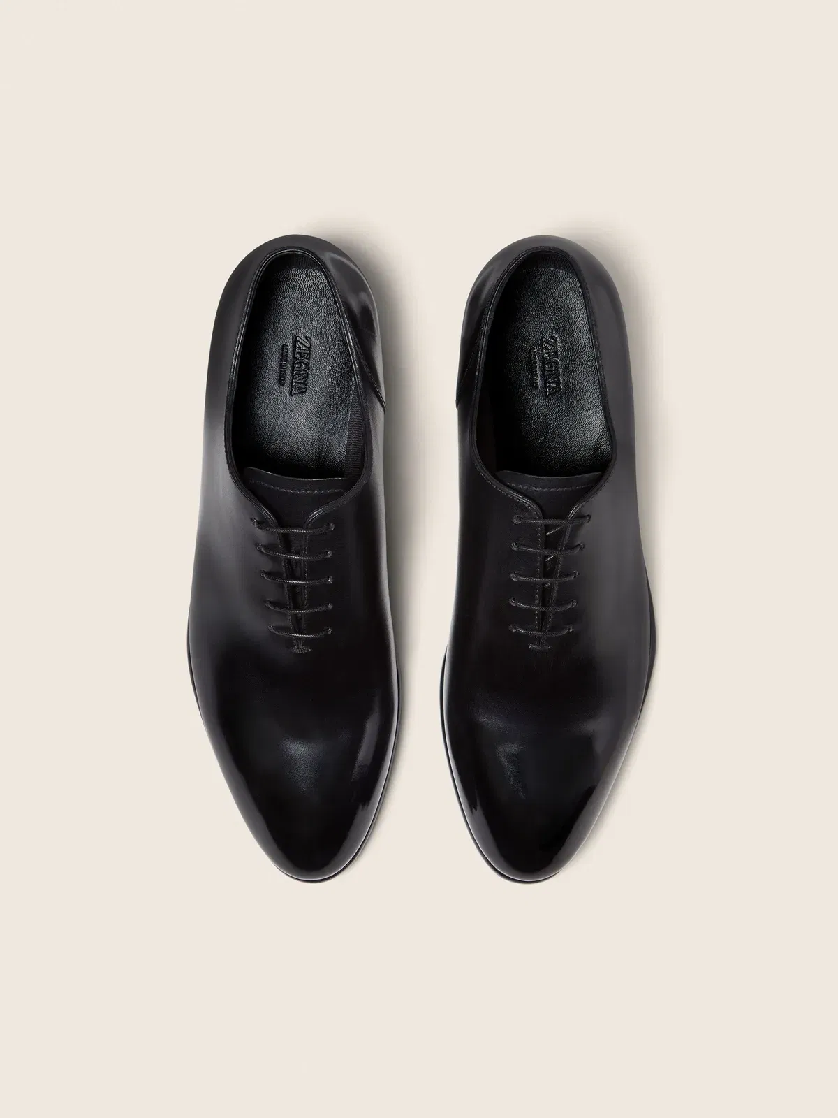 Zegna Black Leather Vienna Oxford Shoes