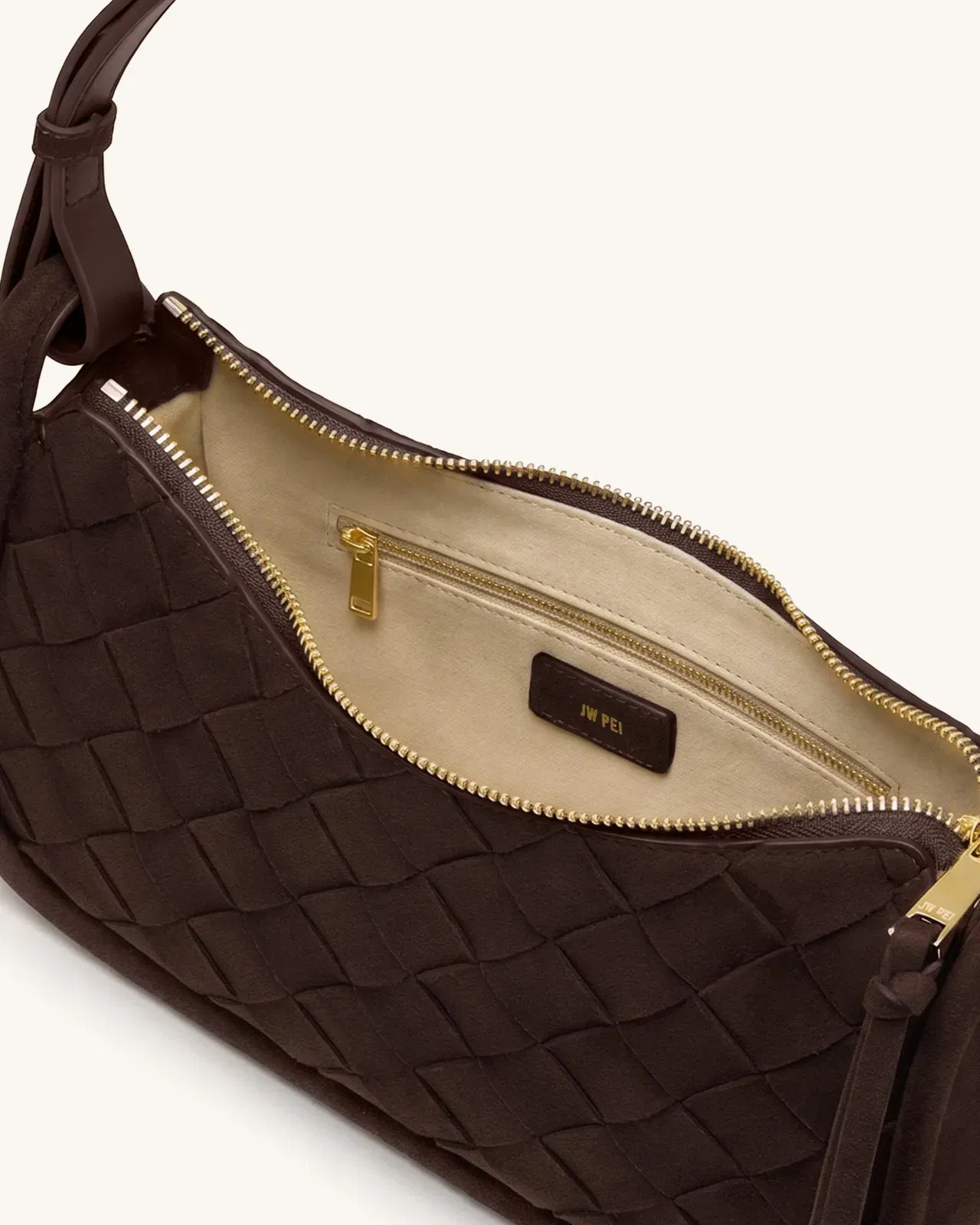 Jw Pei Zirelle Woven Faux Suede Hobo Bag Brown