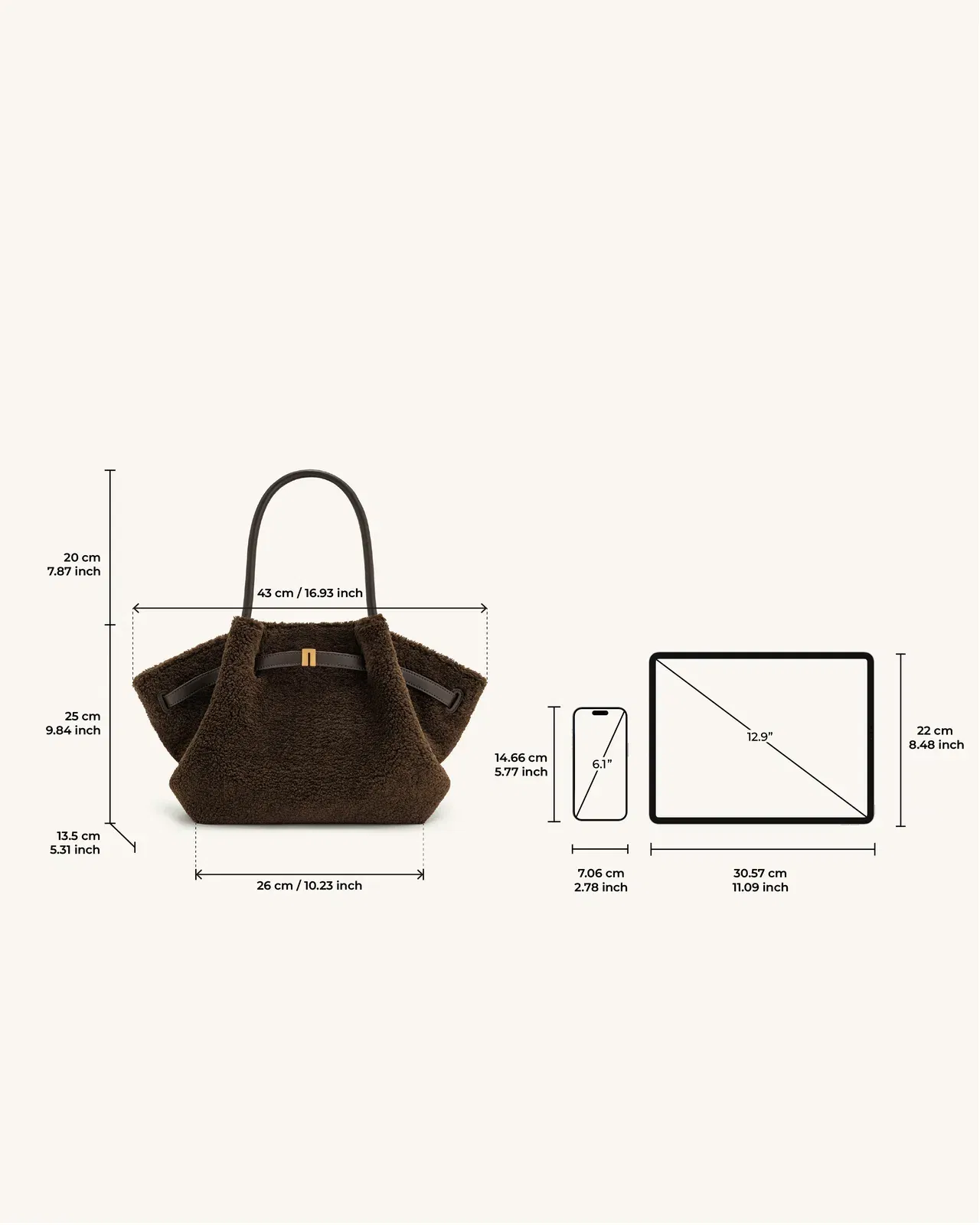 Jw Pei Hana Medium Faux Fur Tote Bag Mocha Brown