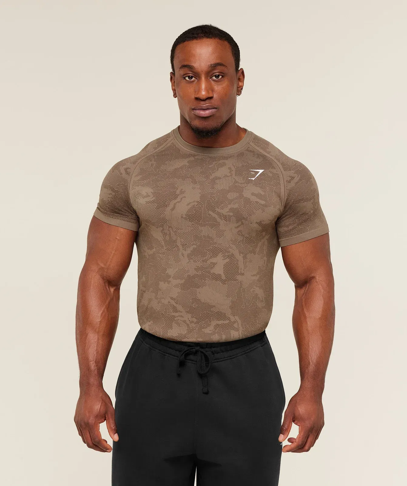 Gymshark Geo Seamless T-Shirt Lifestyle Brown