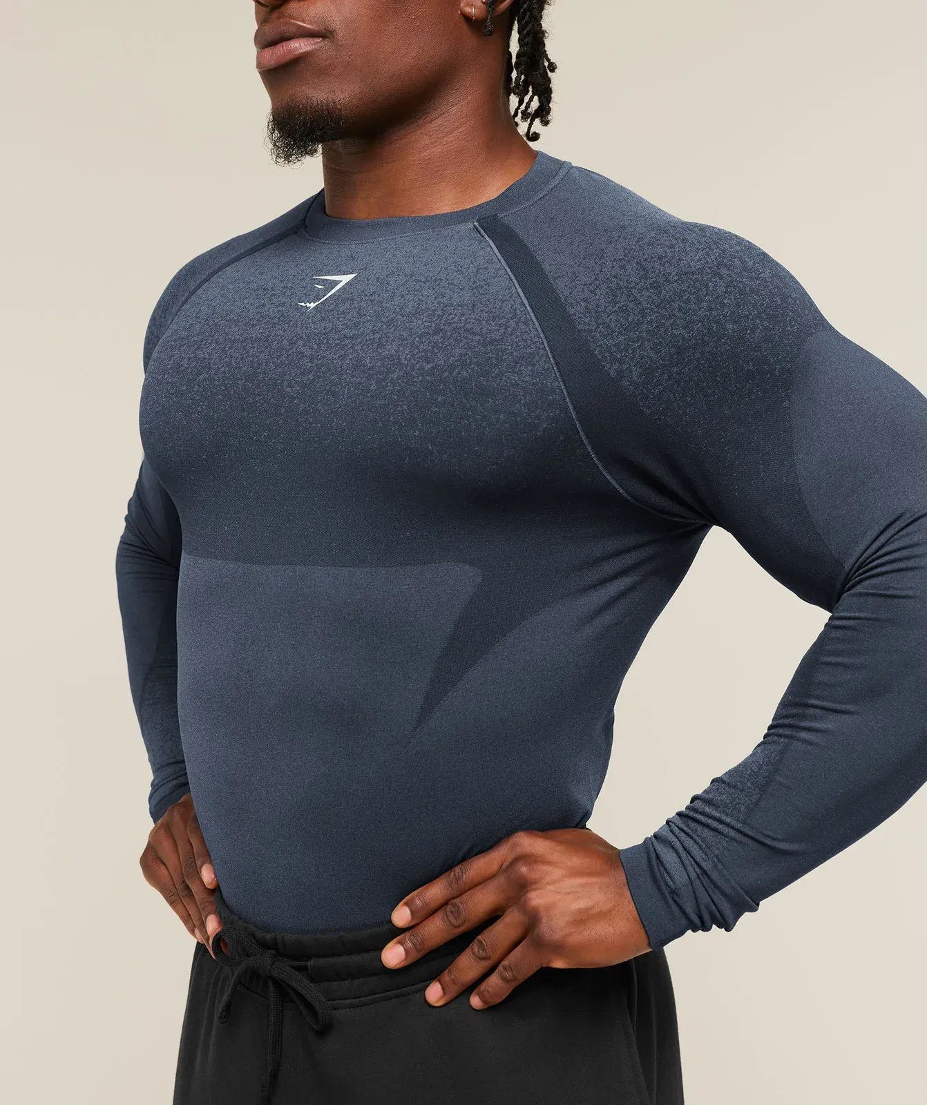 Gymshark Shadow Seamless Long Sleeve T-Shirt Heavy Blue