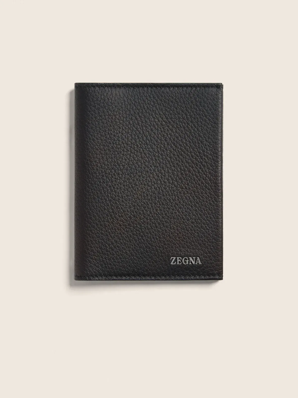 Zegna Black Deerskin Passport Case