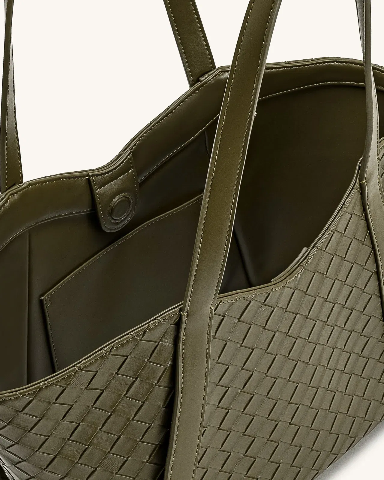 Jw Pei Kiana Large Capacity Weave Texture Tote Bag Dark Olive