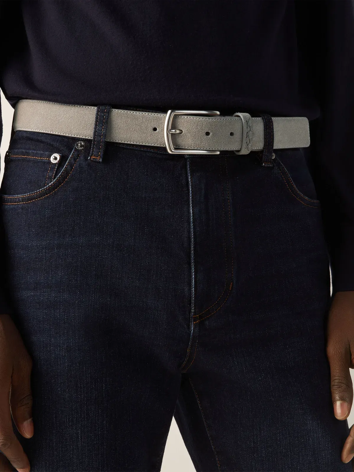 Zegna Grey Melange Suede Belt