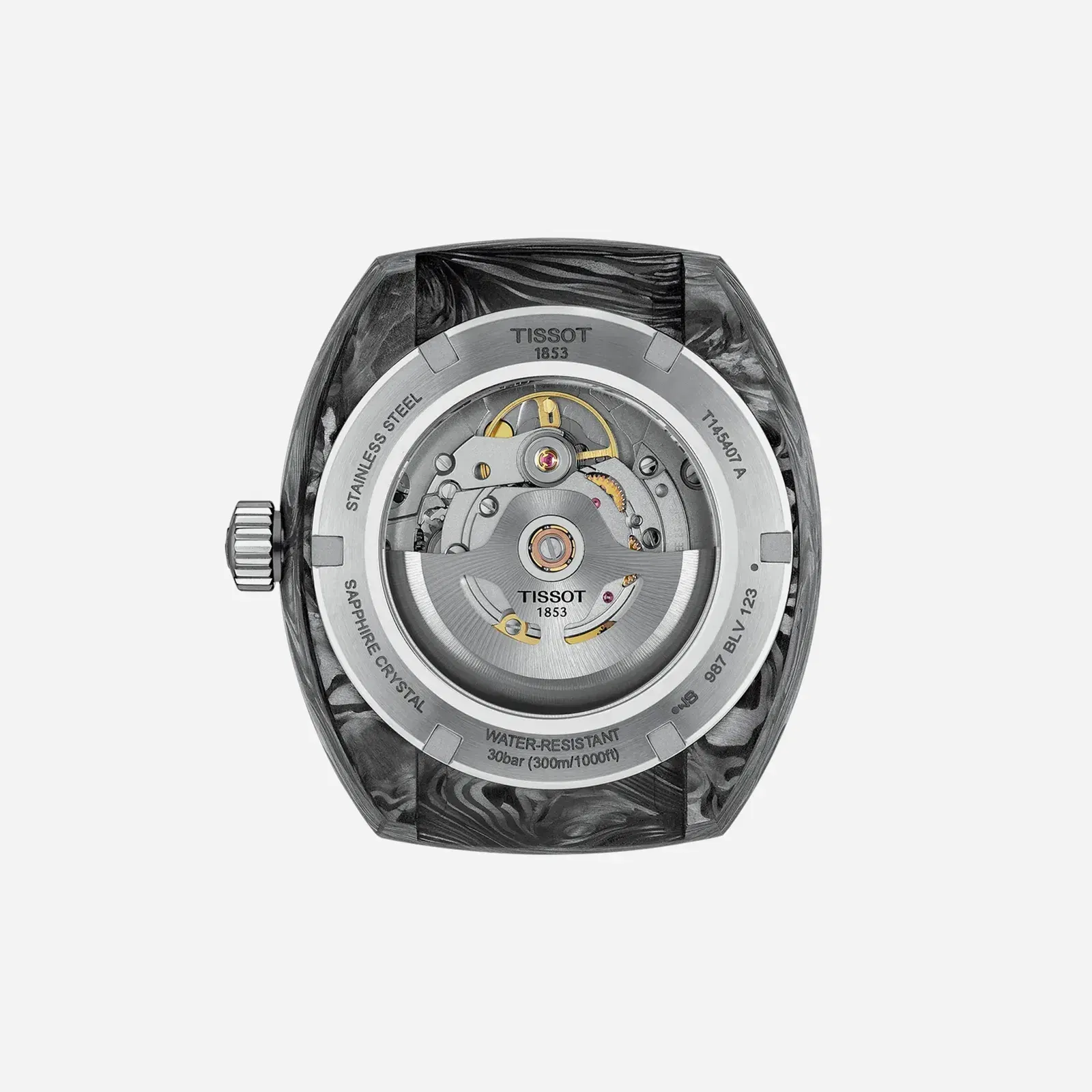 Tissot Sideral S Powermatic 80 Black Dial Yellow Rubber Strap Watch