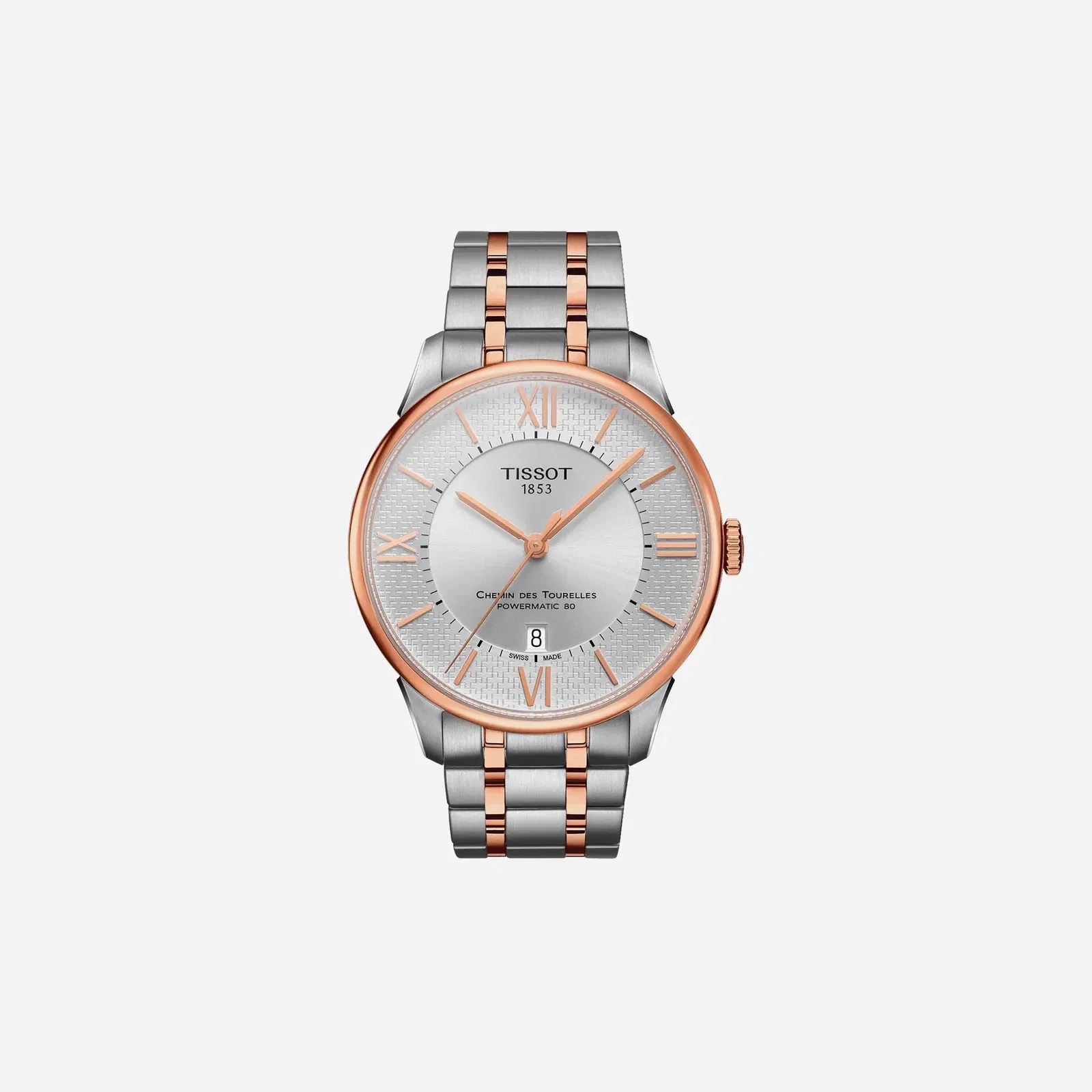 Tissot Chemin des Tourelles Powermatic 80 Helvetic Pride Special Edition Plongeur Dial Silver & Rose Gold PVD Watch