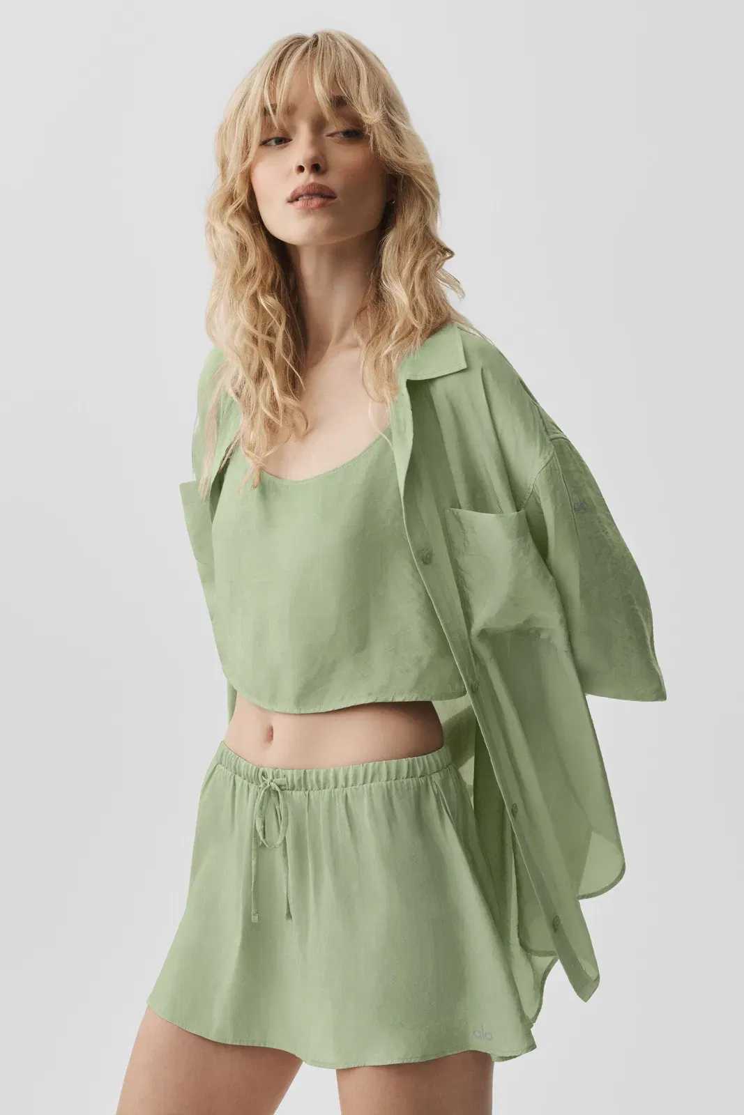 Semi-Sheer Golden Hour Button Down Long Sleeve