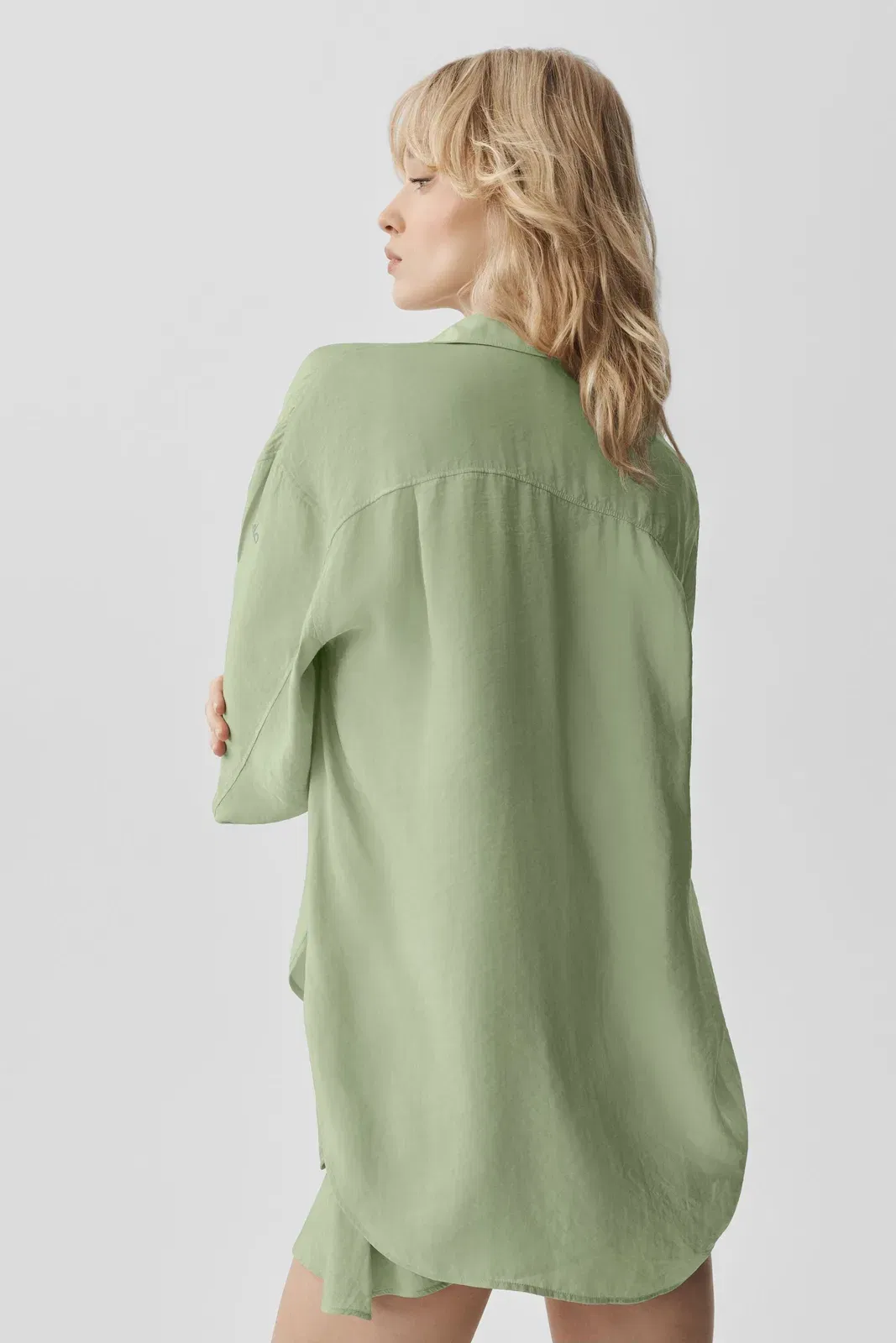 Semi-Sheer Golden Hour Button Down Long Sleeve