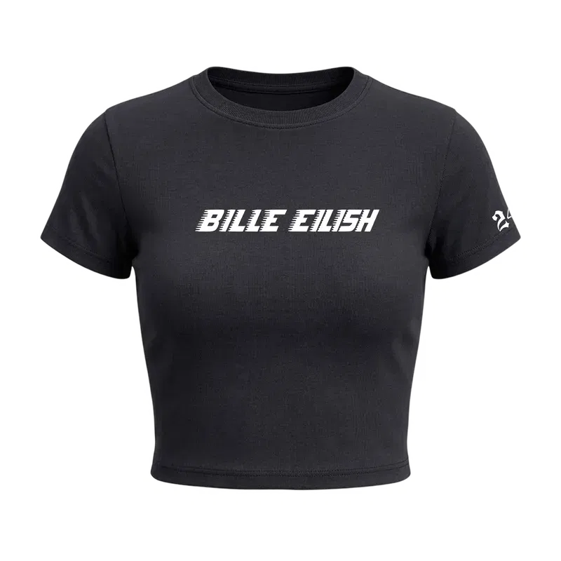 Eilish Goth Mom Baby Tee in Black