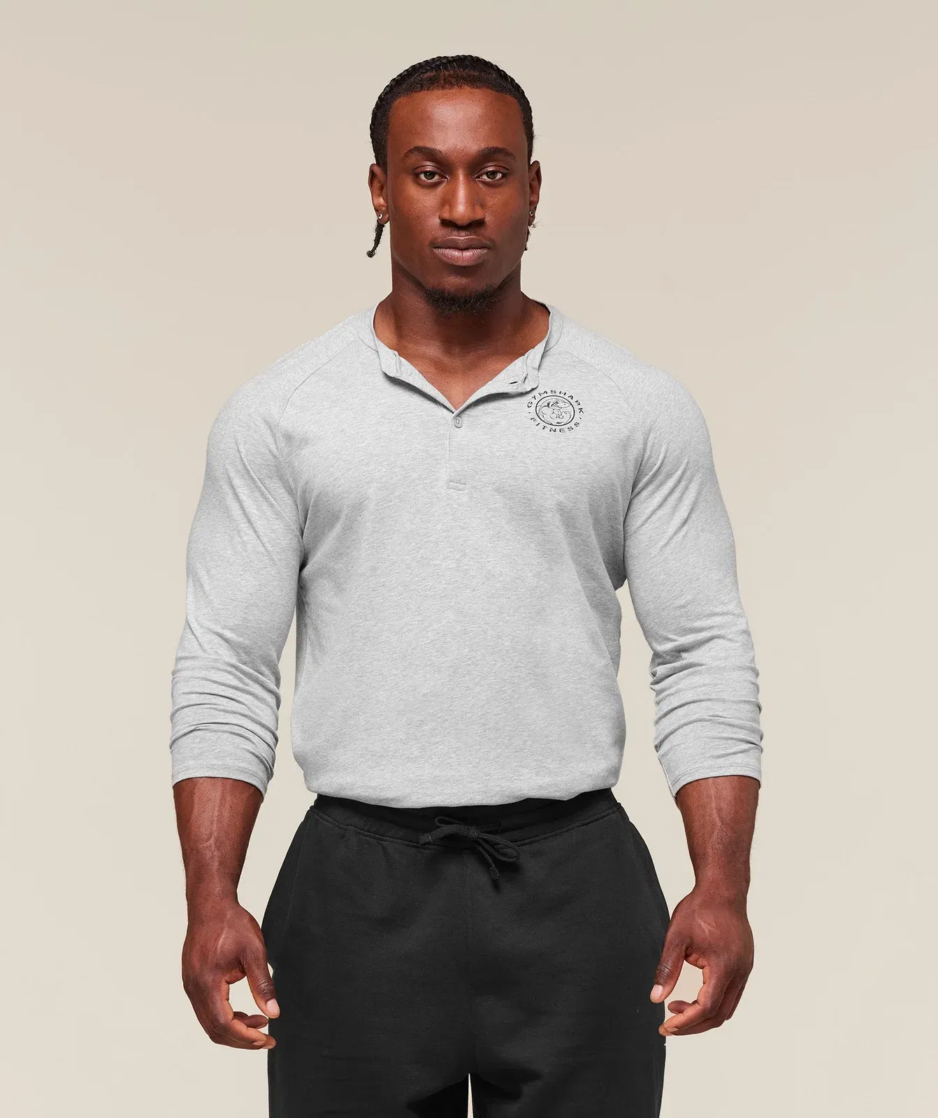 Gymshark Legacy Henley - Light Grey Marl