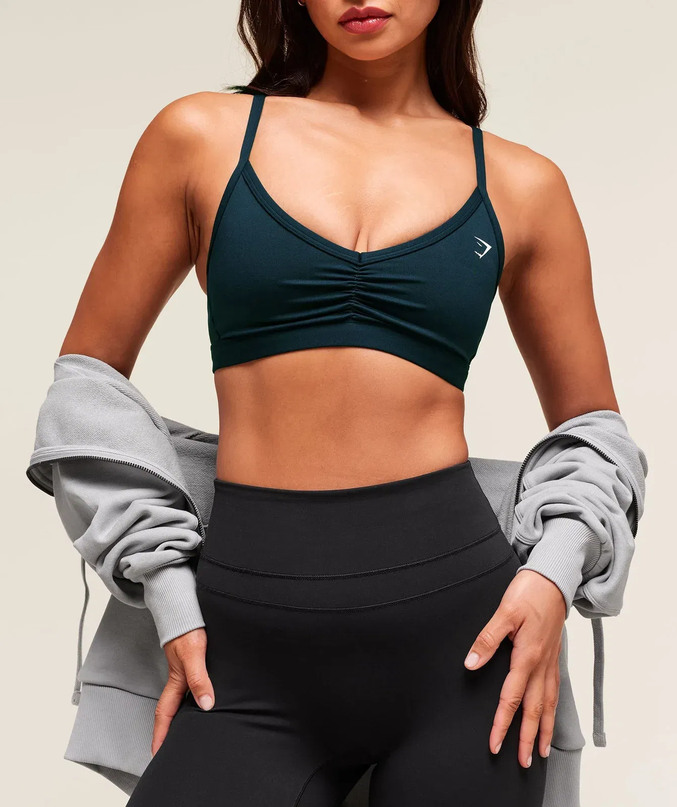 Gymshark Ruched Strappy Sports Bra - Deep Petrol Blue