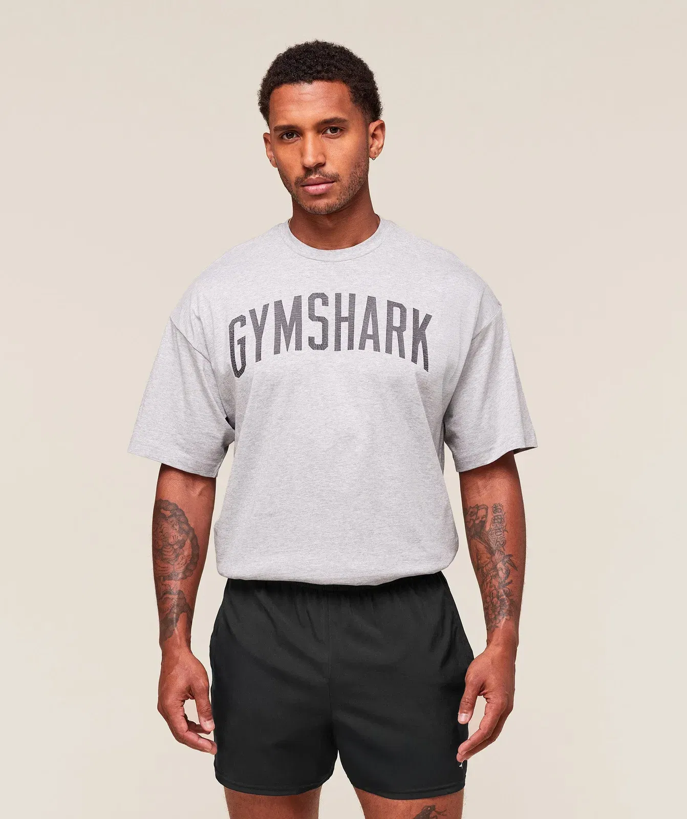 Gymshark Worn Graphic T-Shirt - Light Grey Core Marl