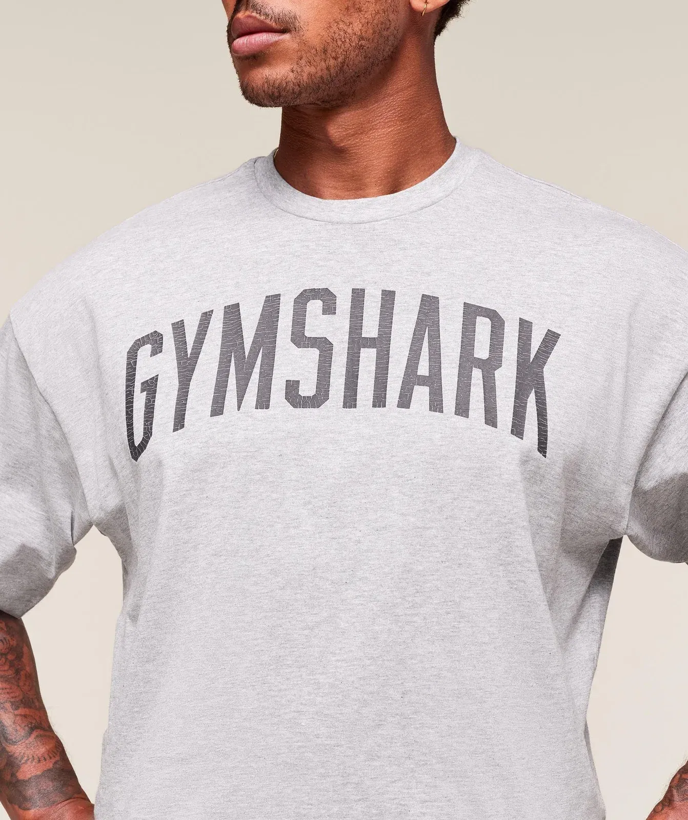 Gymshark Worn Graphic T-Shirt - Light Grey Core Marl
