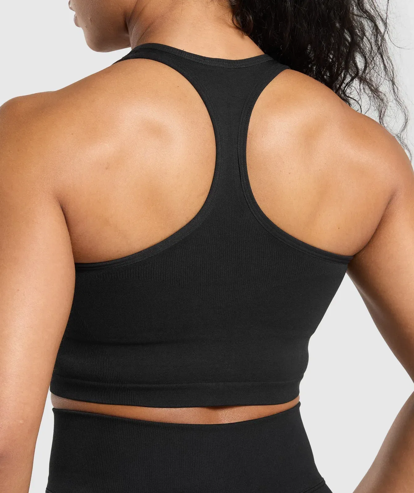 Gymshark Lift Seamless Midi Tank With Shelf - Black/Black Marl