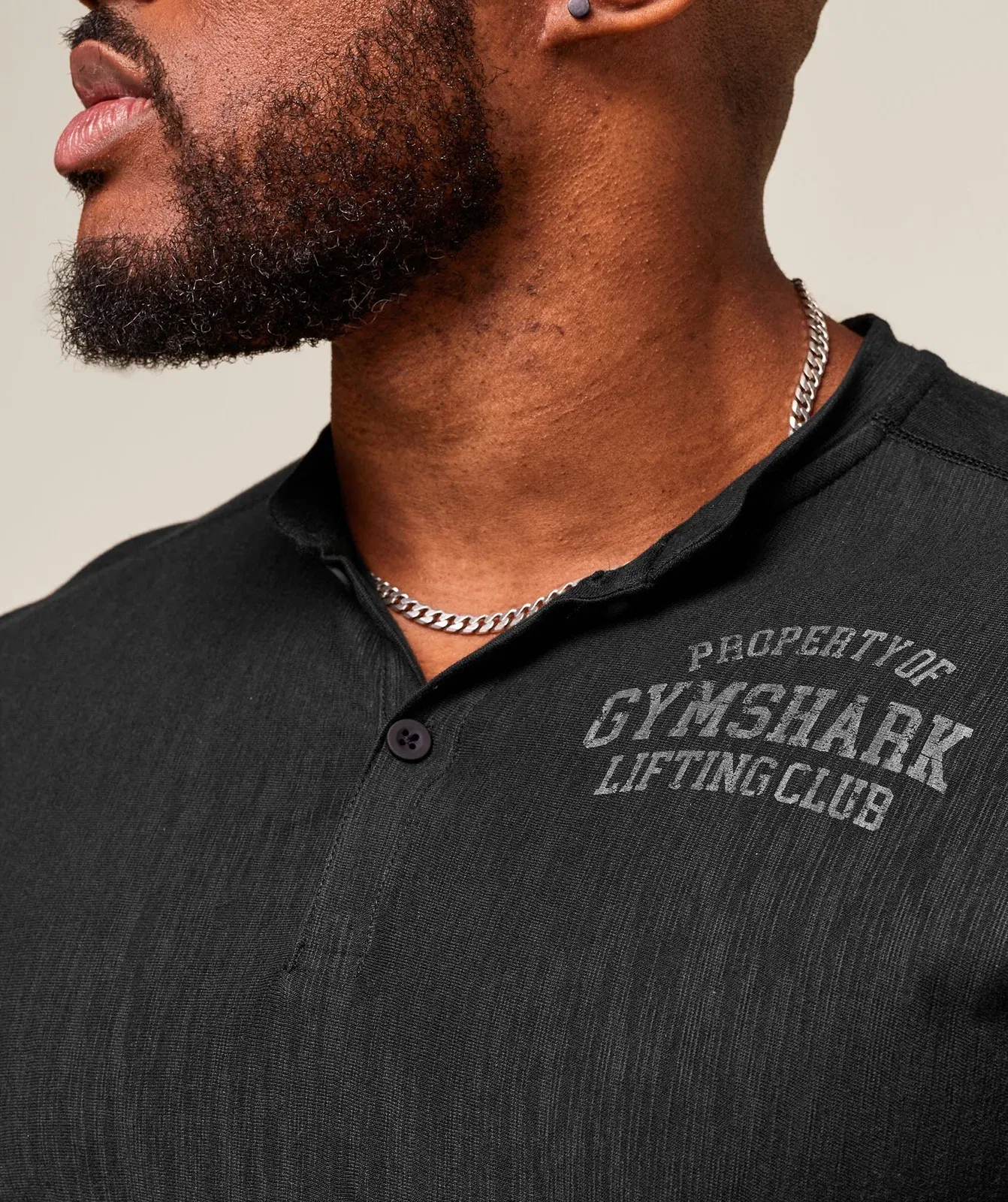 Gymshark Lightweight Slub Textured 3/4 Henley - Black