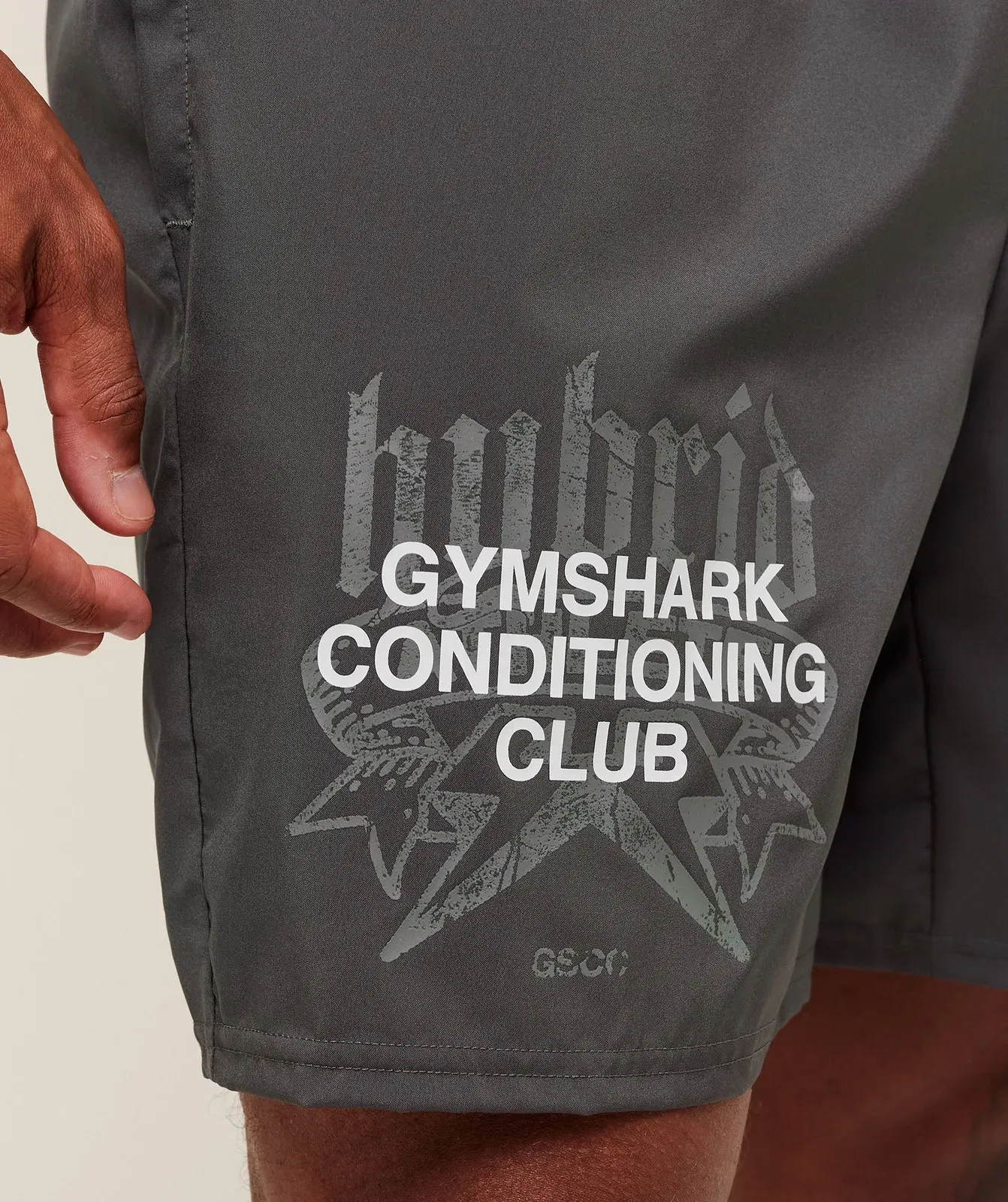 Gymshark Hybrid Graphic 7" Shorts - Onyx Grey