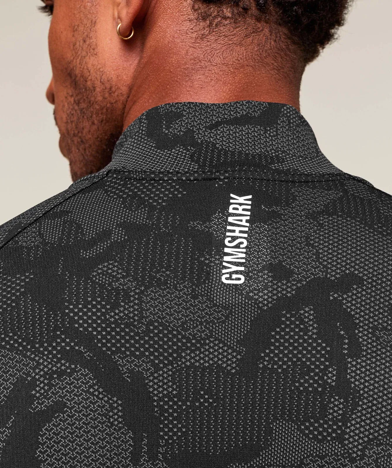 Gymshark Geo Seamless 1/4 Zip - Black/Charcoal Grey