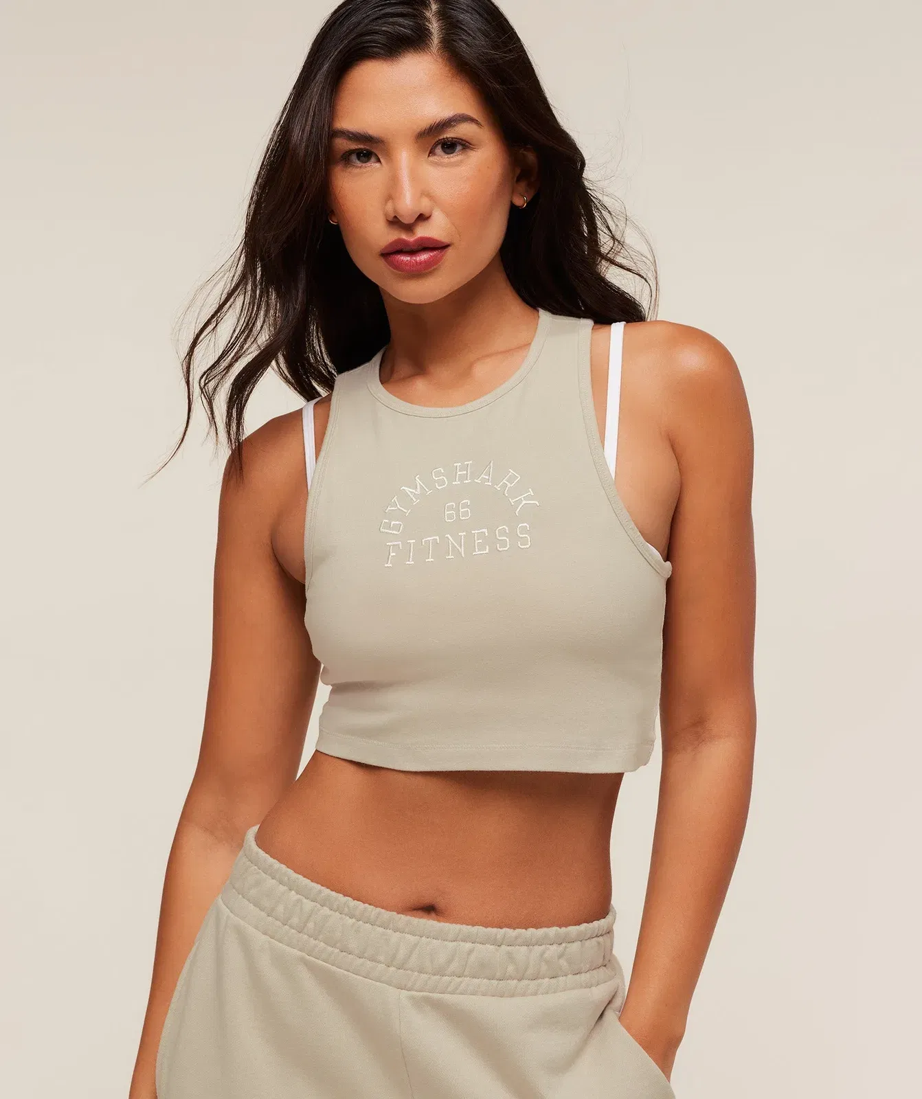 Gymshark Fitness Embroidered Graphic Tank - Pebble Grey