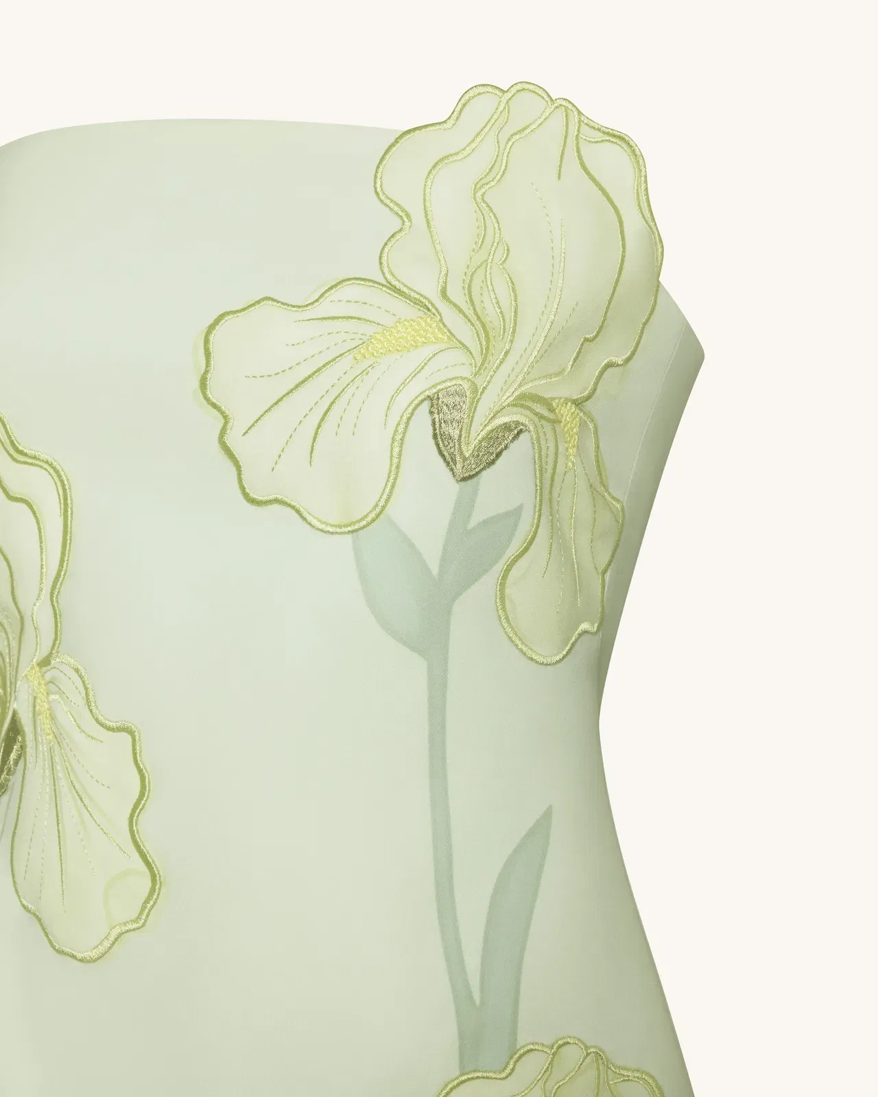 Iris Floral Print Strapless Dress - Green