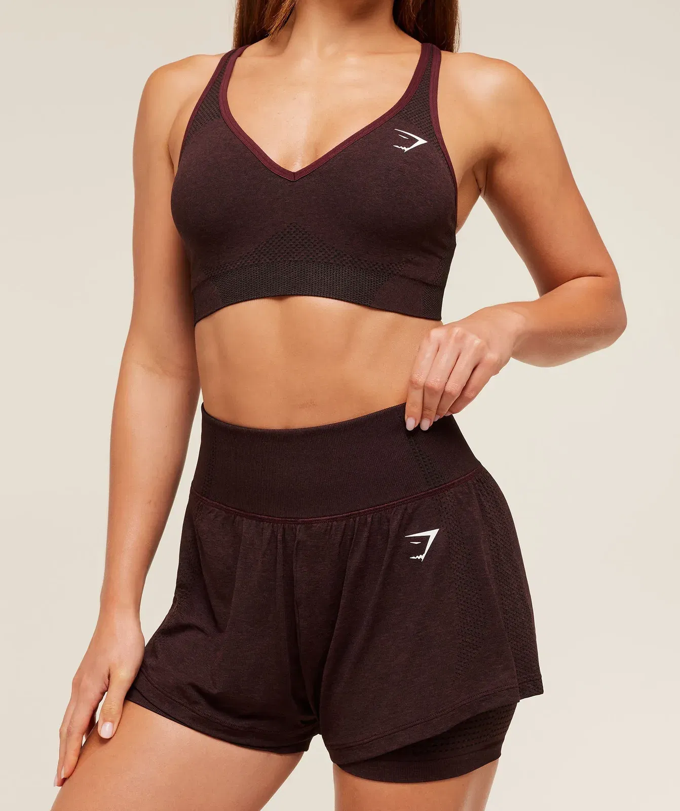 Gymshark Vital 2-in-1 Shorts - Rich Maroon/Marl