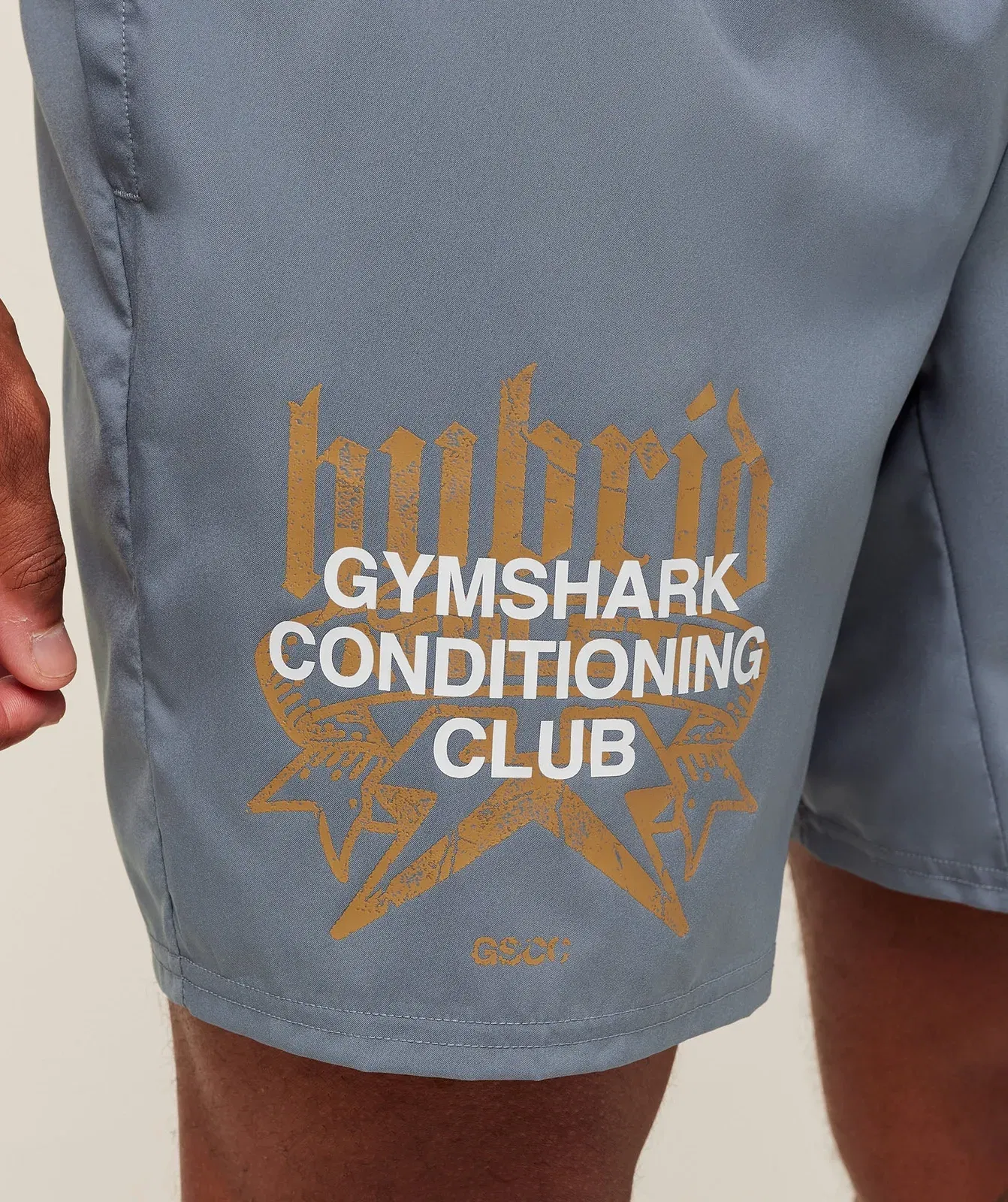Gymshark Hybrid Graphic 7" Shorts - Iron Blue