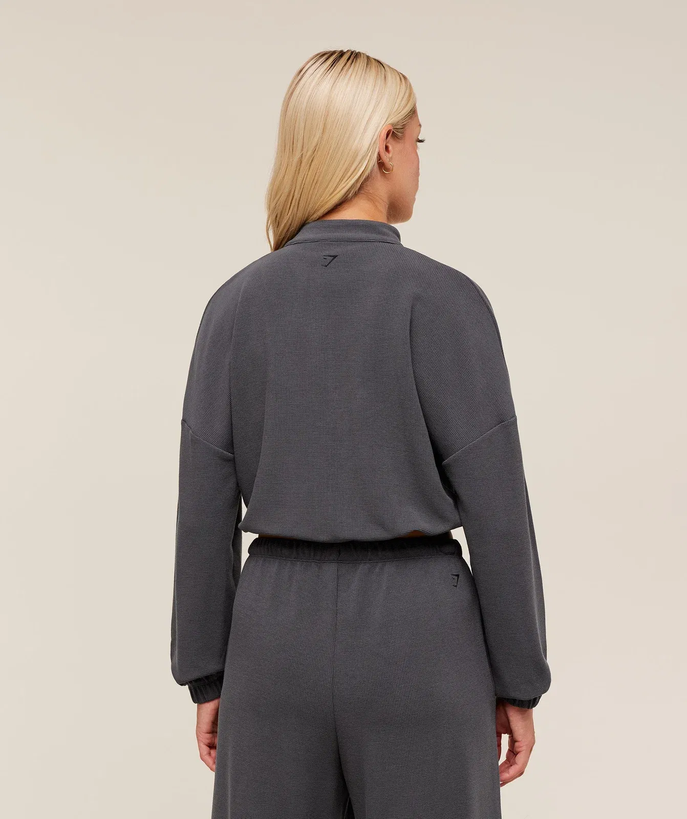 Gymshark Waffle Midi Zip Up Jacket - Onyx Grey