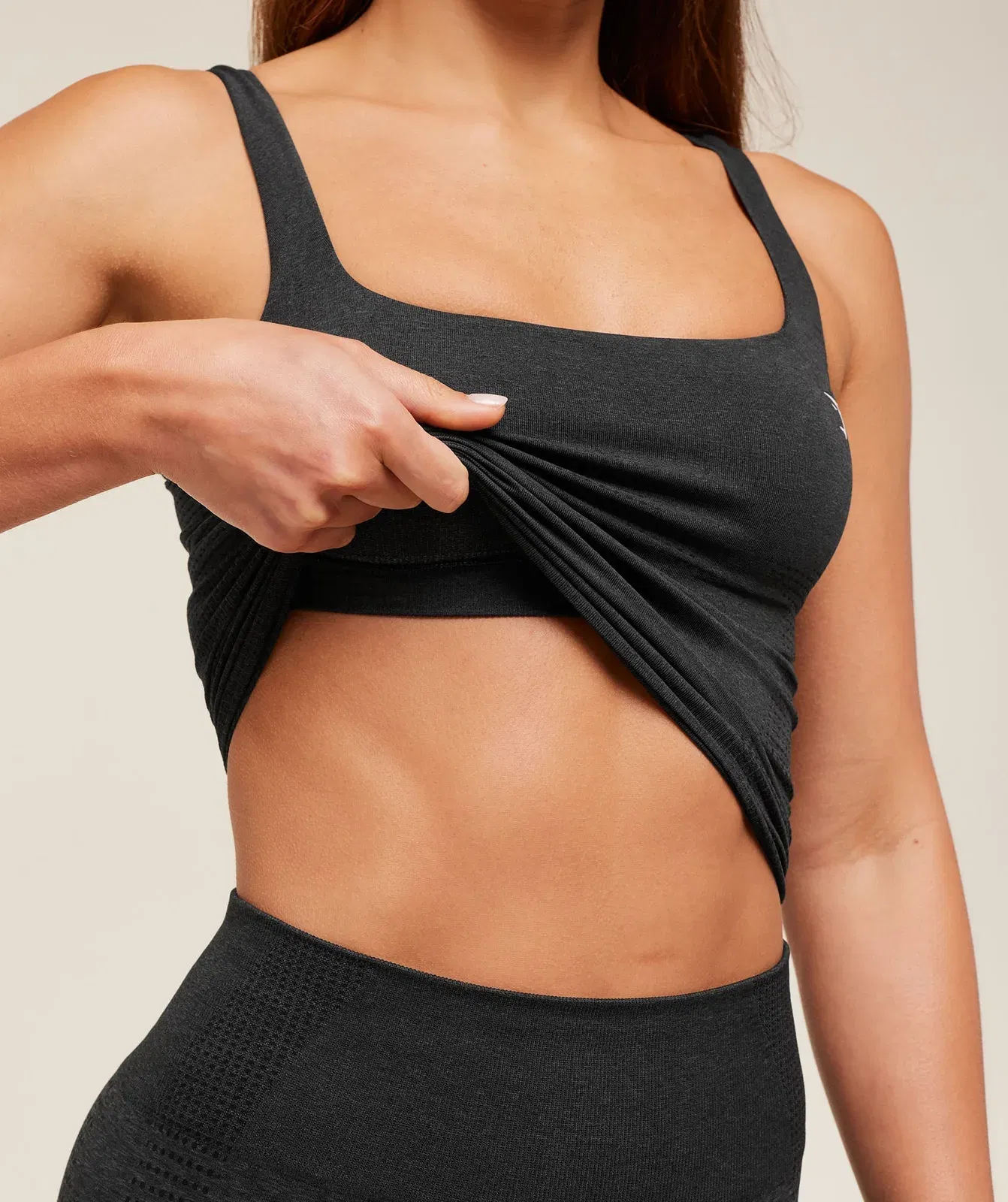 Gymshark Vital Tank With Shelf - Black Marl