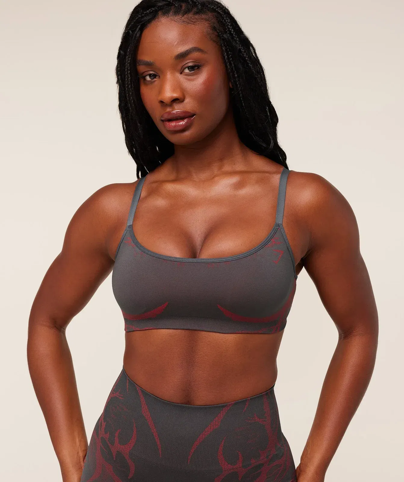 Gymshark Storm Seamless Sports Bra - GS Dark Grey/GS Zesty Red