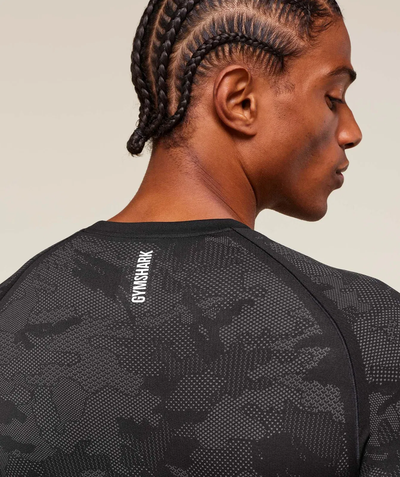 Gymshark Geo Seamless Long Sleeve T-Shirt - Black/Charcoal Grey