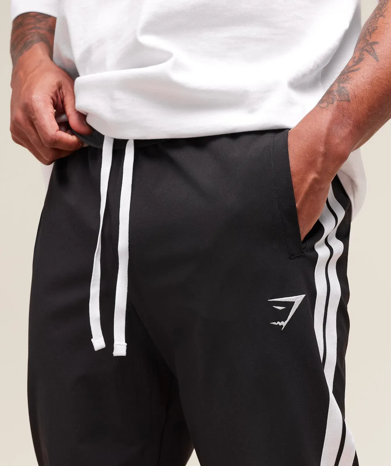 Gymshark Retro Side Stripe Joggers - Black