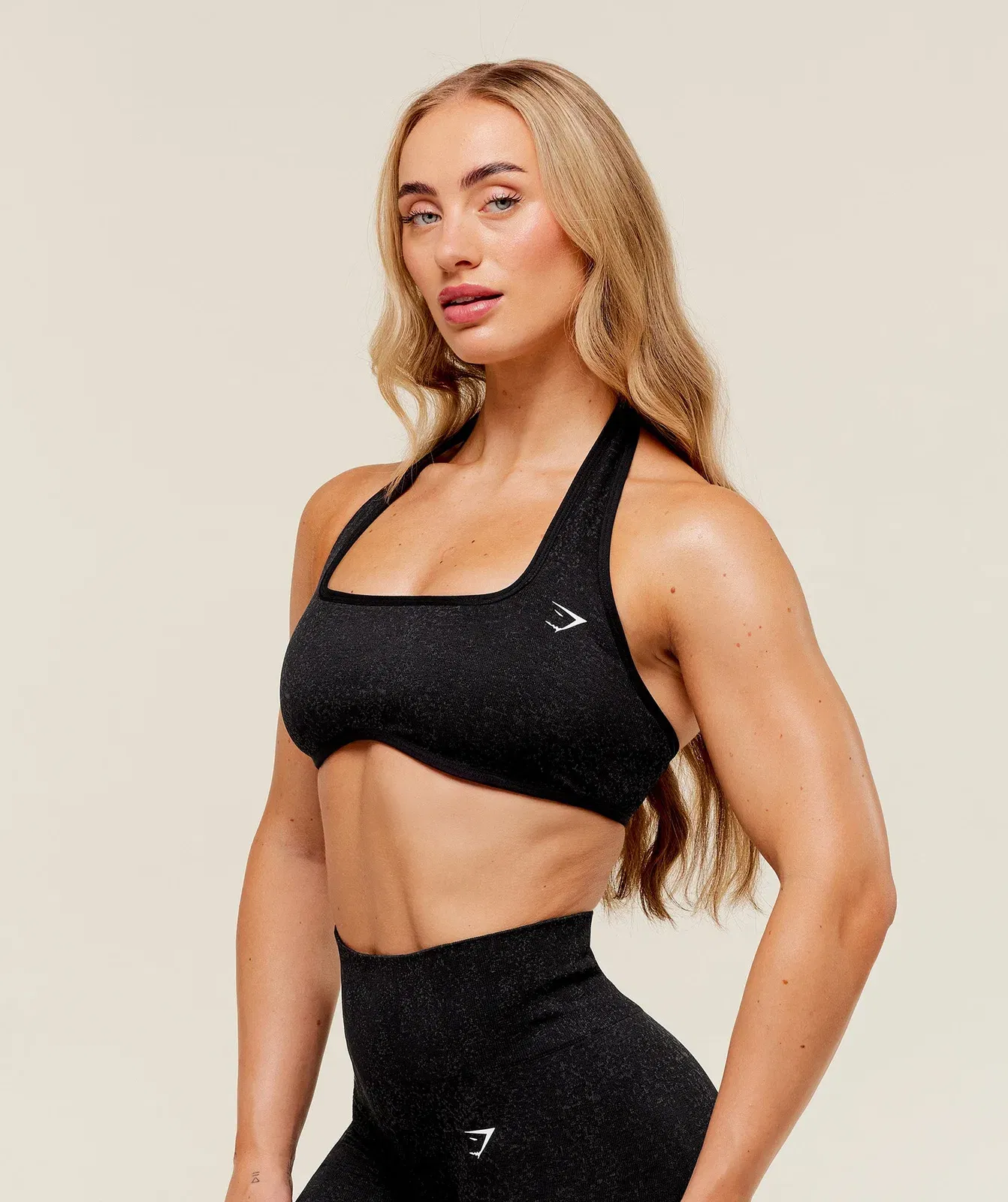 Gymshark Adapt Fleck x Whitney Halterneck Sports Bra - Black
