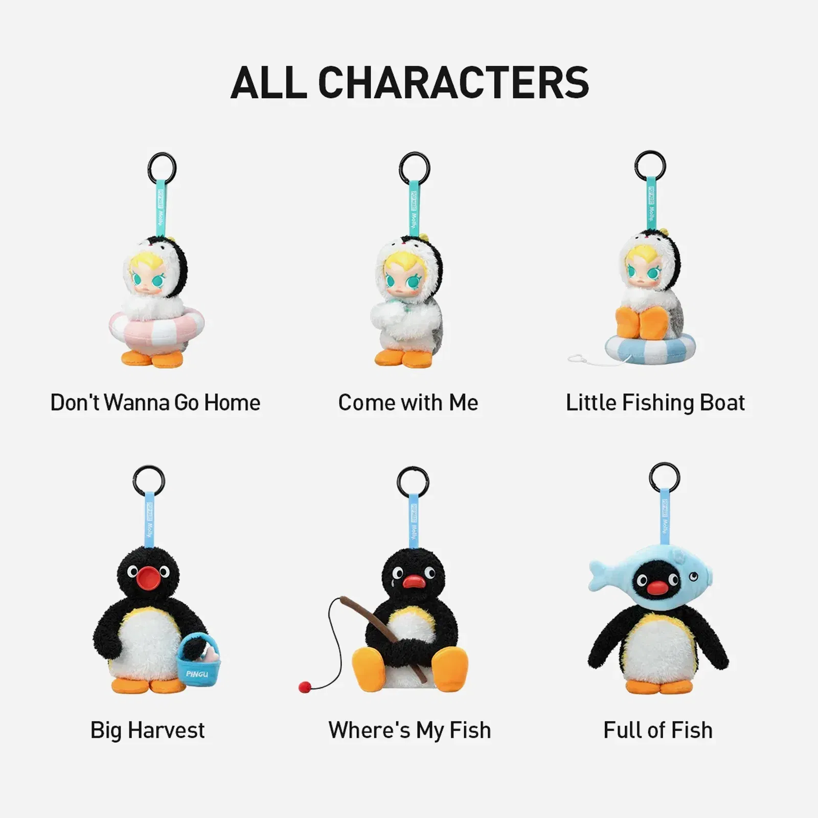 Pop Mart Baby Molly X Pingu Happy Fishing Series Plush Pendant Sealed Case (Pack of 1)