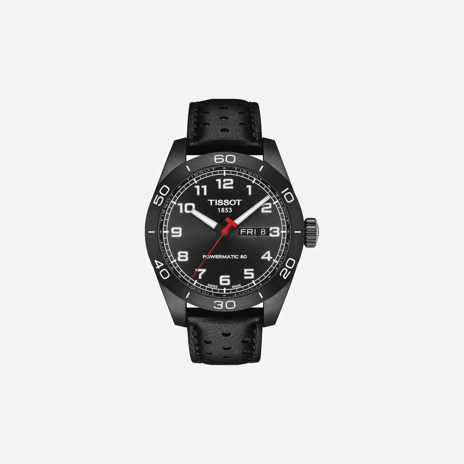 Tissot PRS 516 Powermatic 80 Automatic Dial Black Leather Strap Watch
