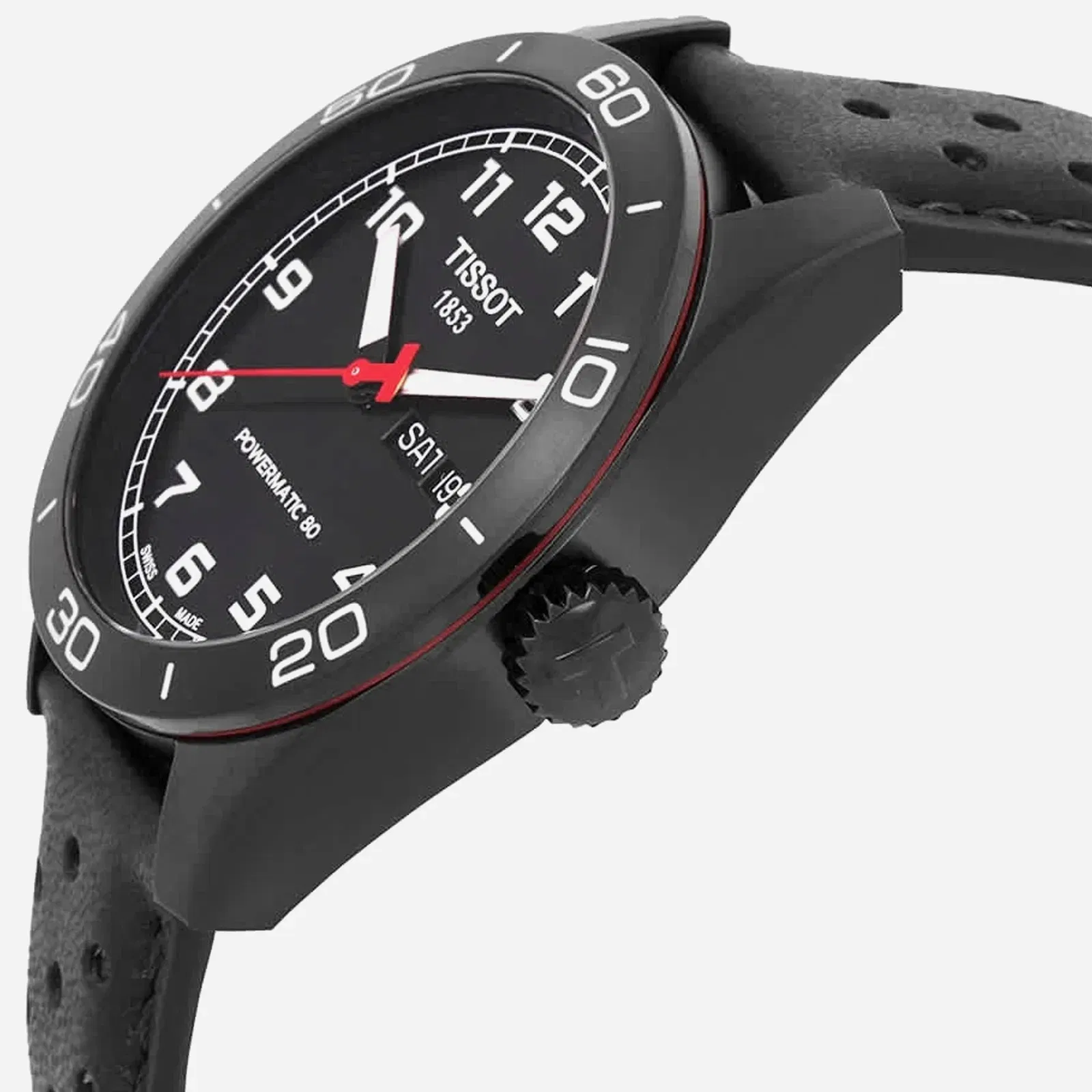 Tissot PRS 516 Powermatic 80 Automatic Dial Black Leather Strap Watch