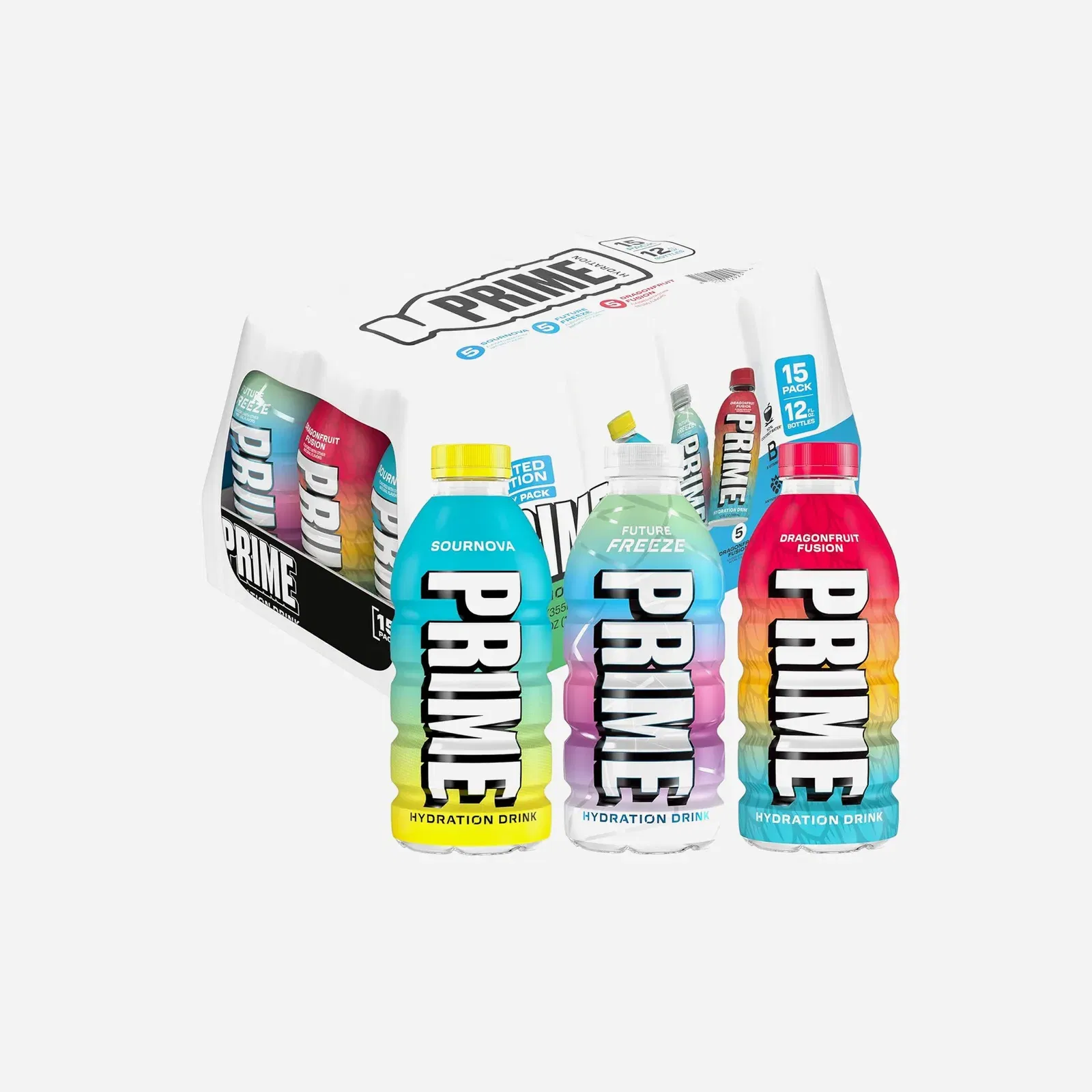 Prime Hydration Variety Pack, Dragonfruit Fusion, Sour Nova & Future Freeze Sports Drinks