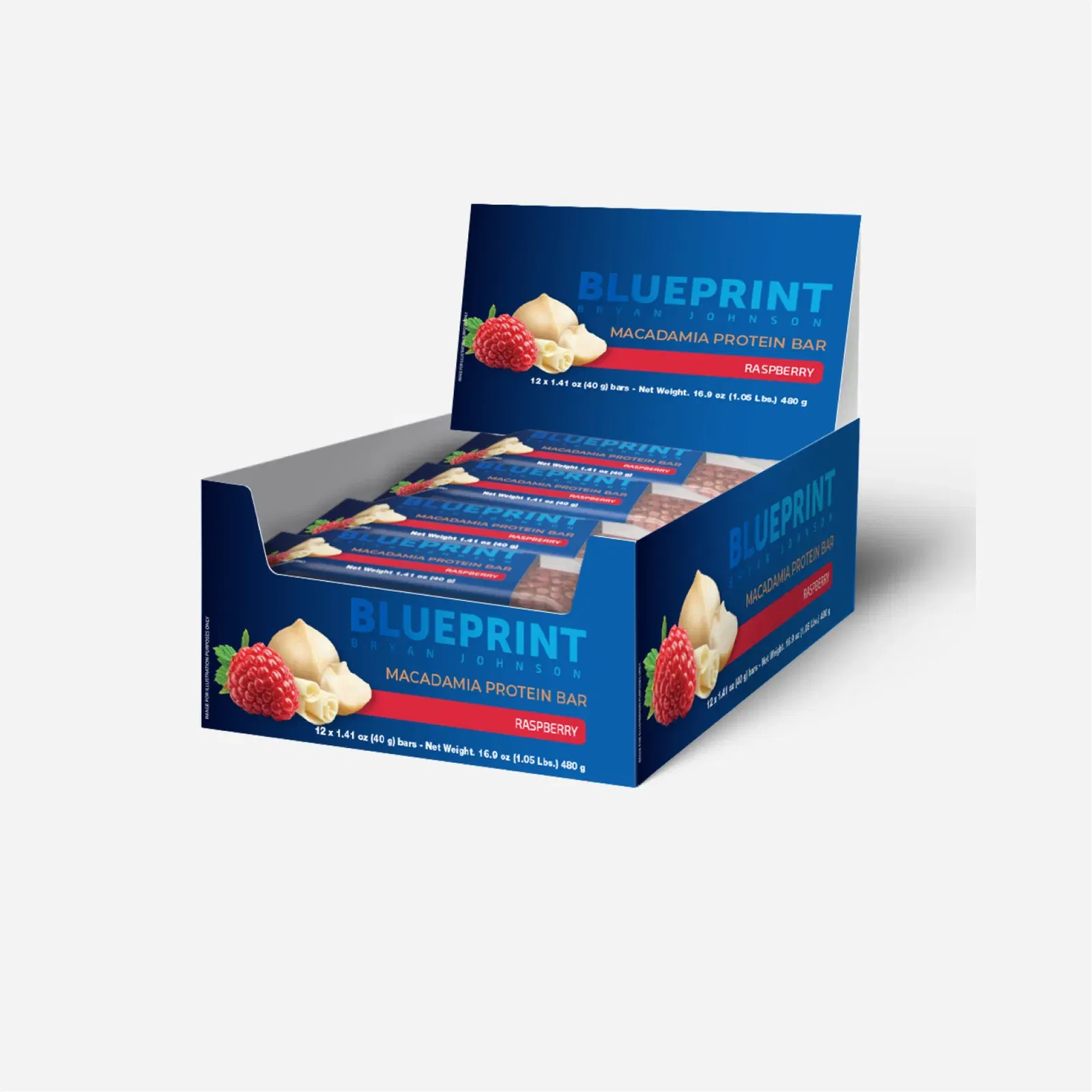 Blueprint Bryan Johnson Macadamia Protein Bar Raspberry