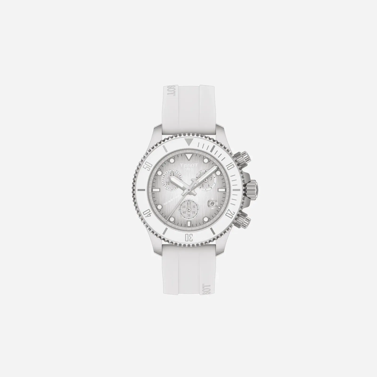 Tissot Seastar 1000 Quartz Chronograph 38mm Grey Dial White Silicone Watch