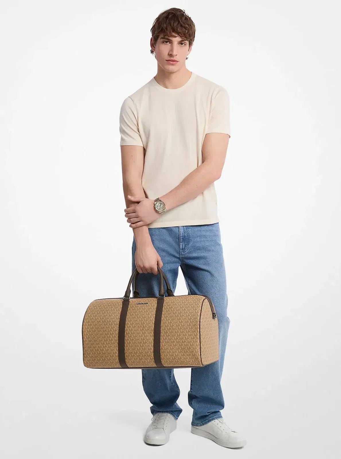 Michael Kors Harrison Logo Weekender Bag Camel