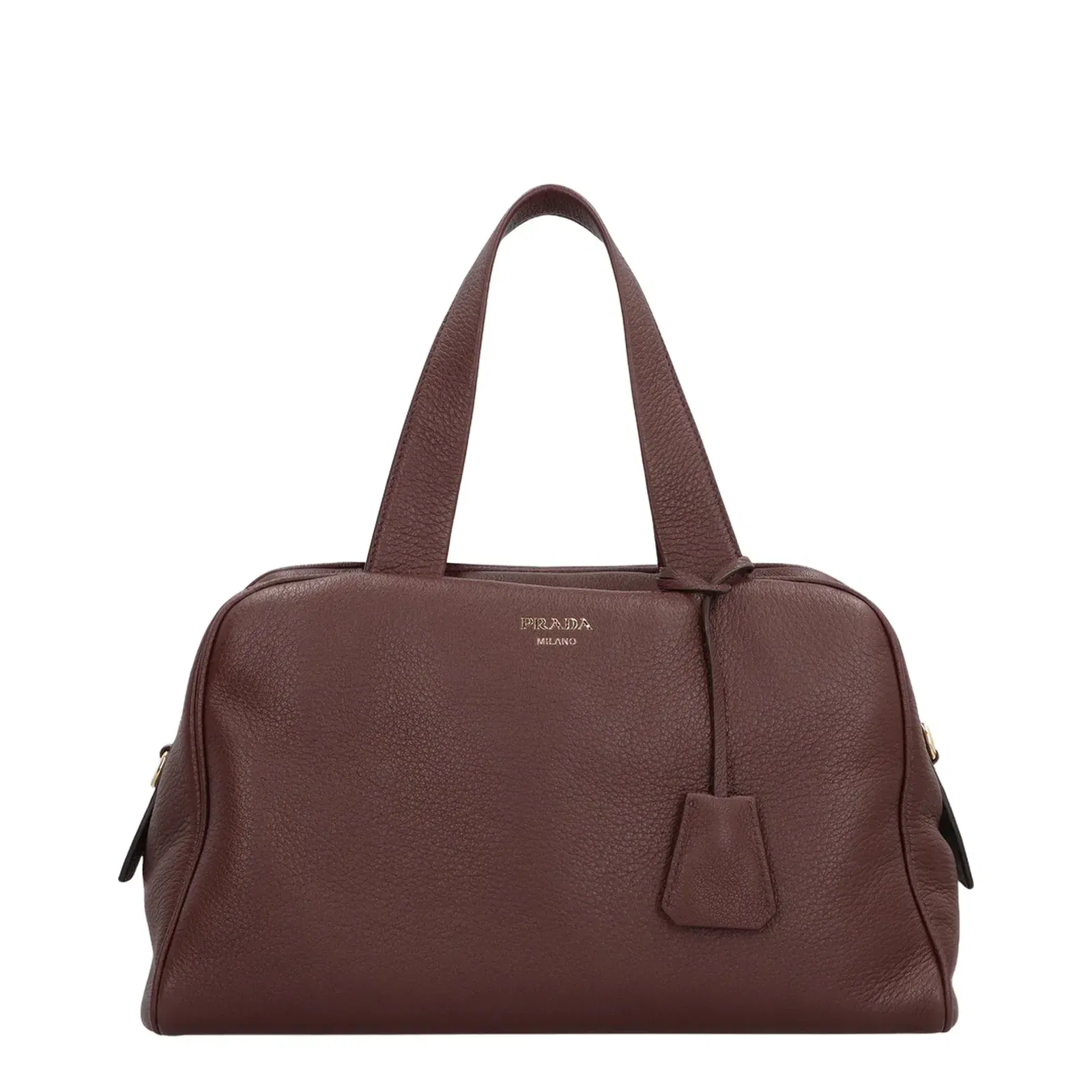 Bowling Bag in Grainy Leather Brown
