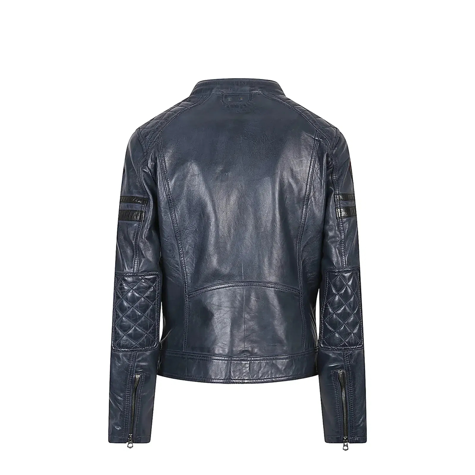 Leather Moto Jacket Blue and Green
