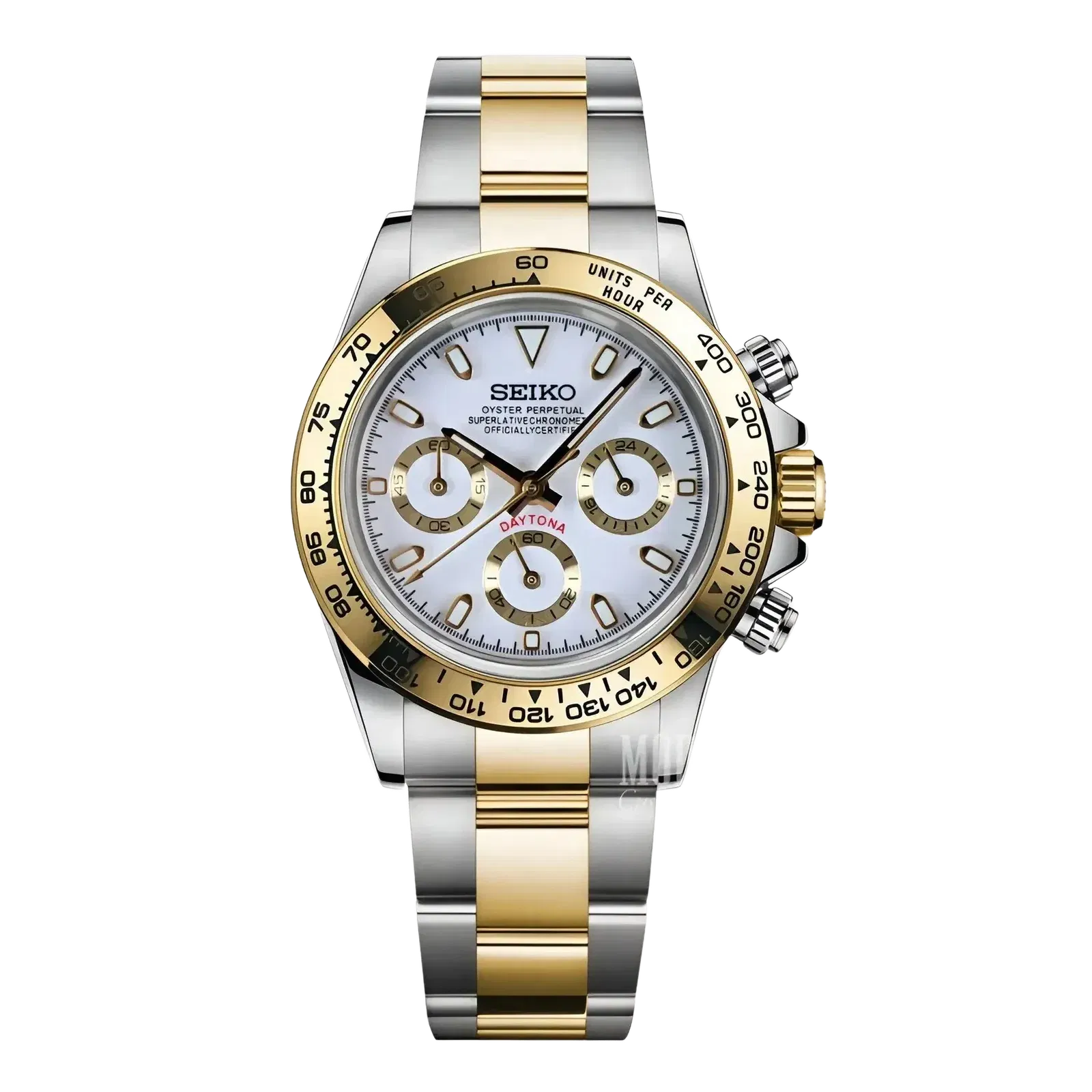 Seiko Mod Daytona gold white